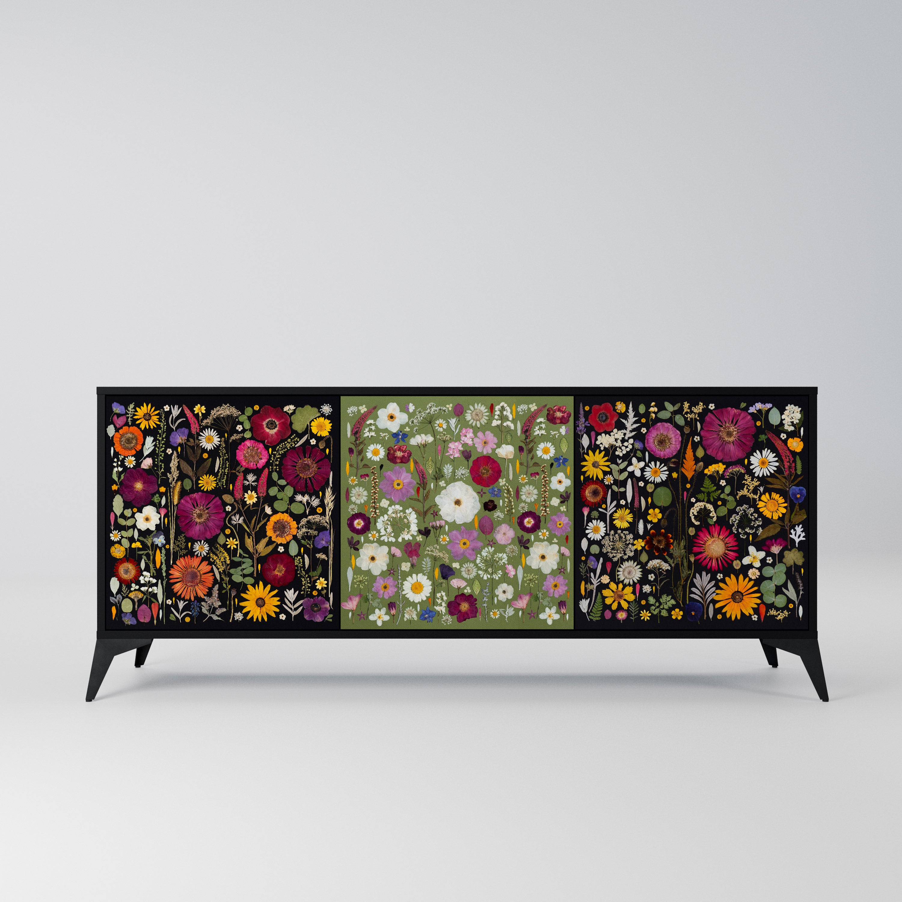 VERDANT GARDEN Komoda 3-drzwiowa korpus Czarny