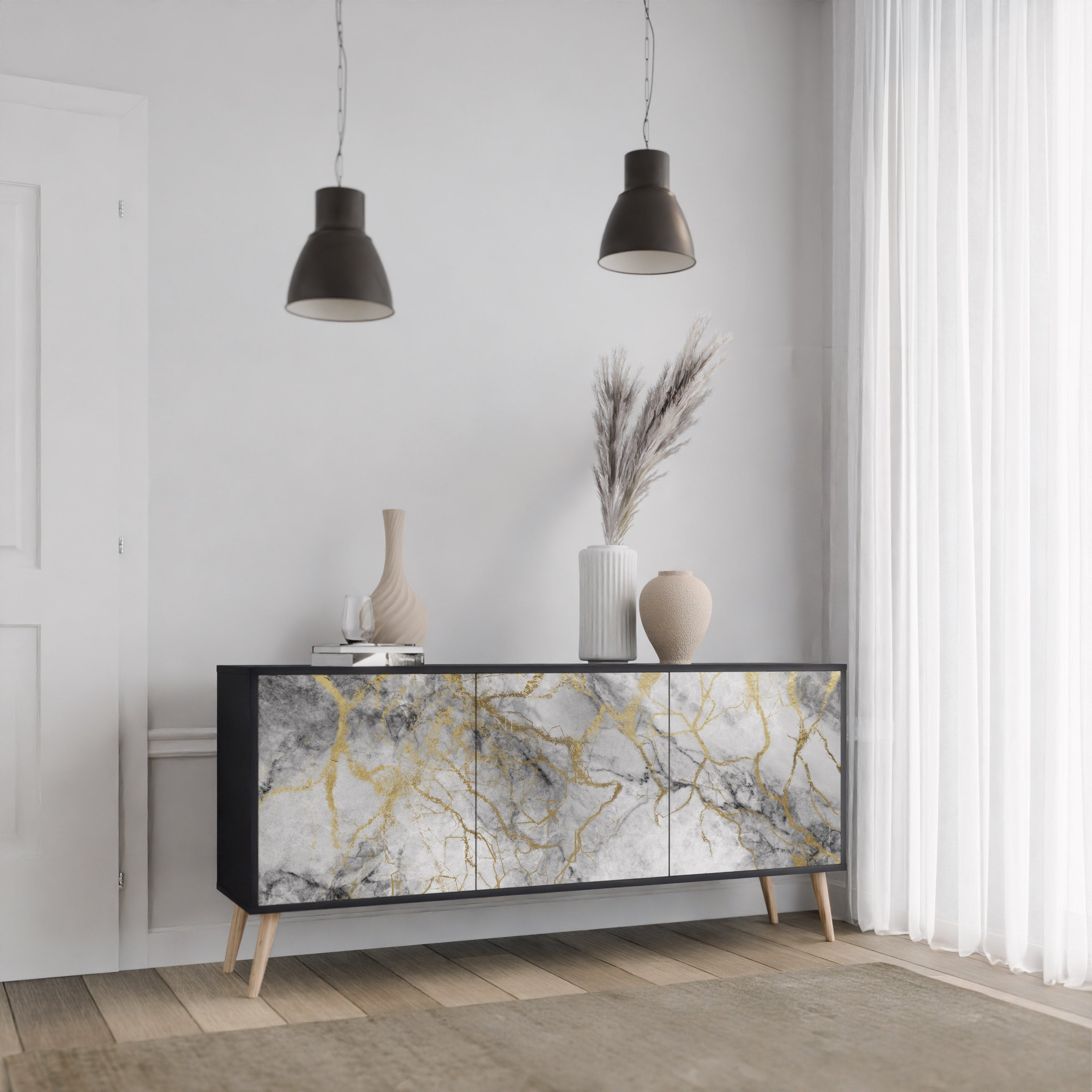 TIMELESS GLIDE Komoda 3-drzwiowa korpus Czarny
