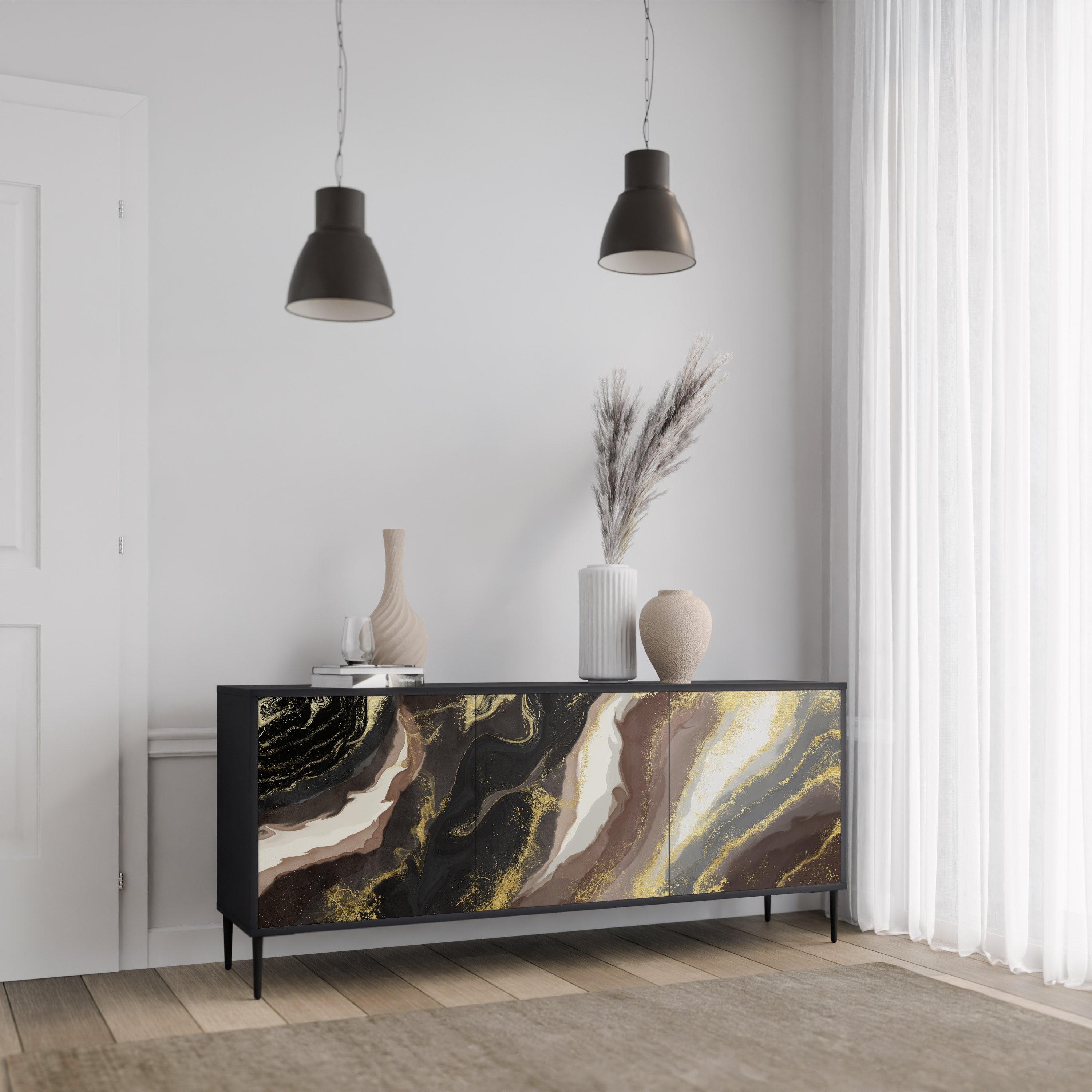 GOLD DUST Komoda 3-drzwiowa korpus Czarny