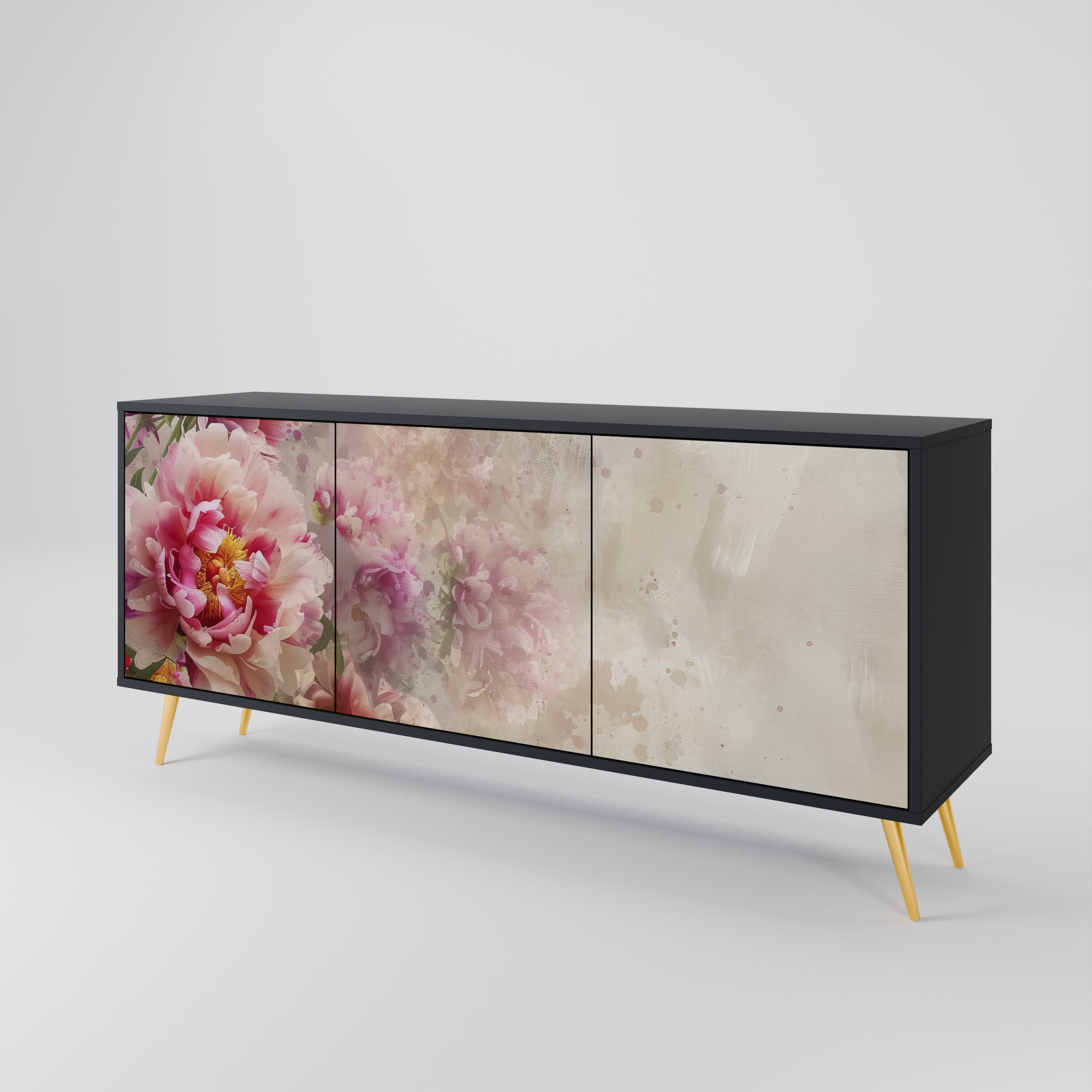 PEONY WHISPER Komoda 3-drzwiowa korpus Czarny