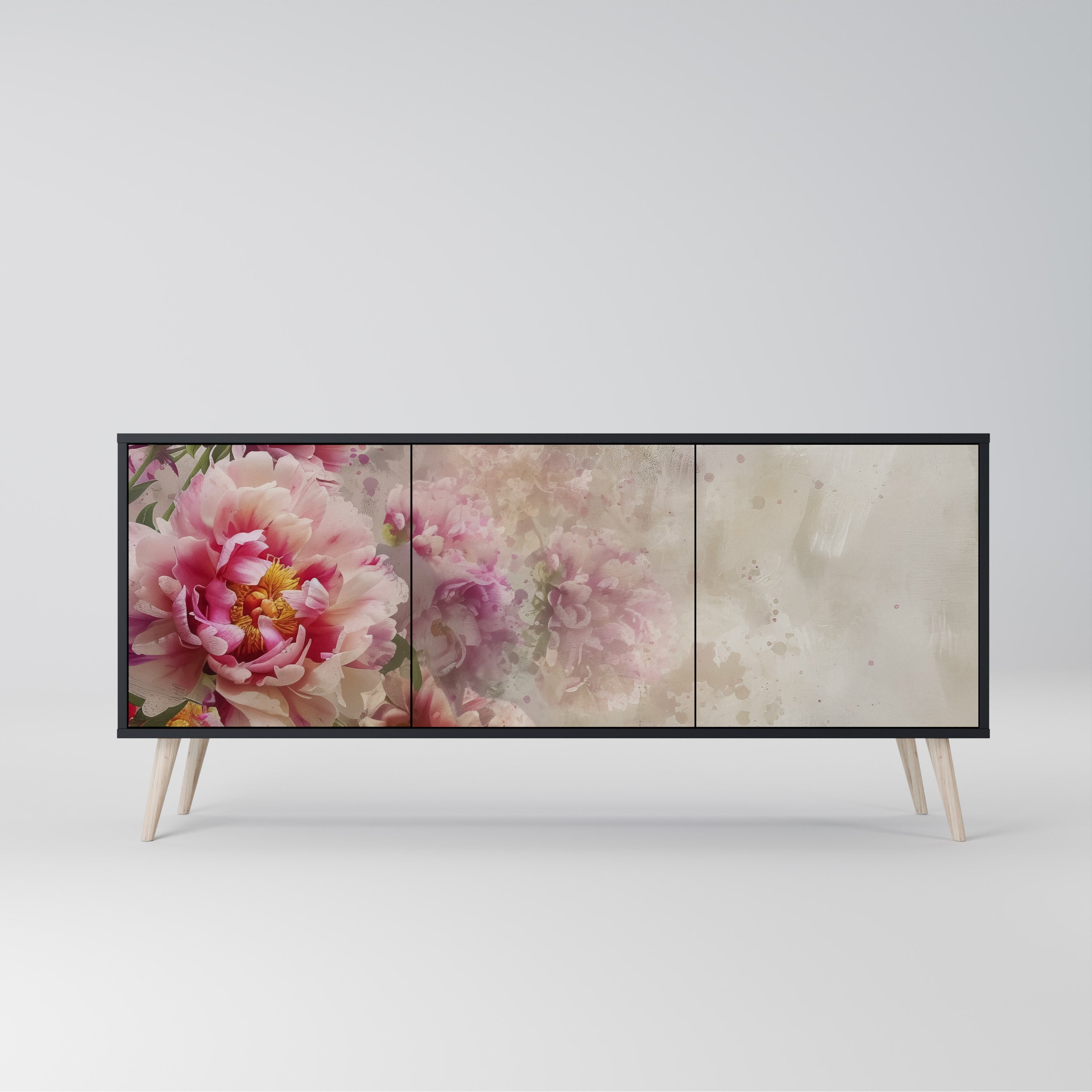 PEONY WHISPER Komoda 3-drzwiowa korpus Czarny