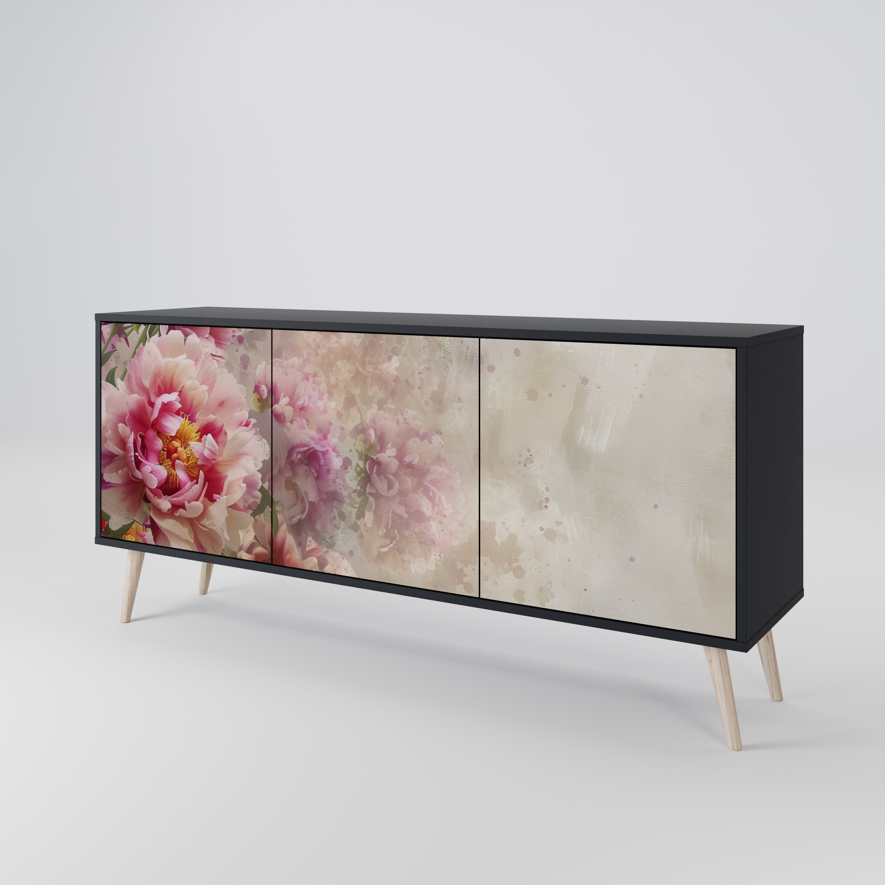 PEONY WHISPER Komoda 3-drzwiowa korpus Czarny