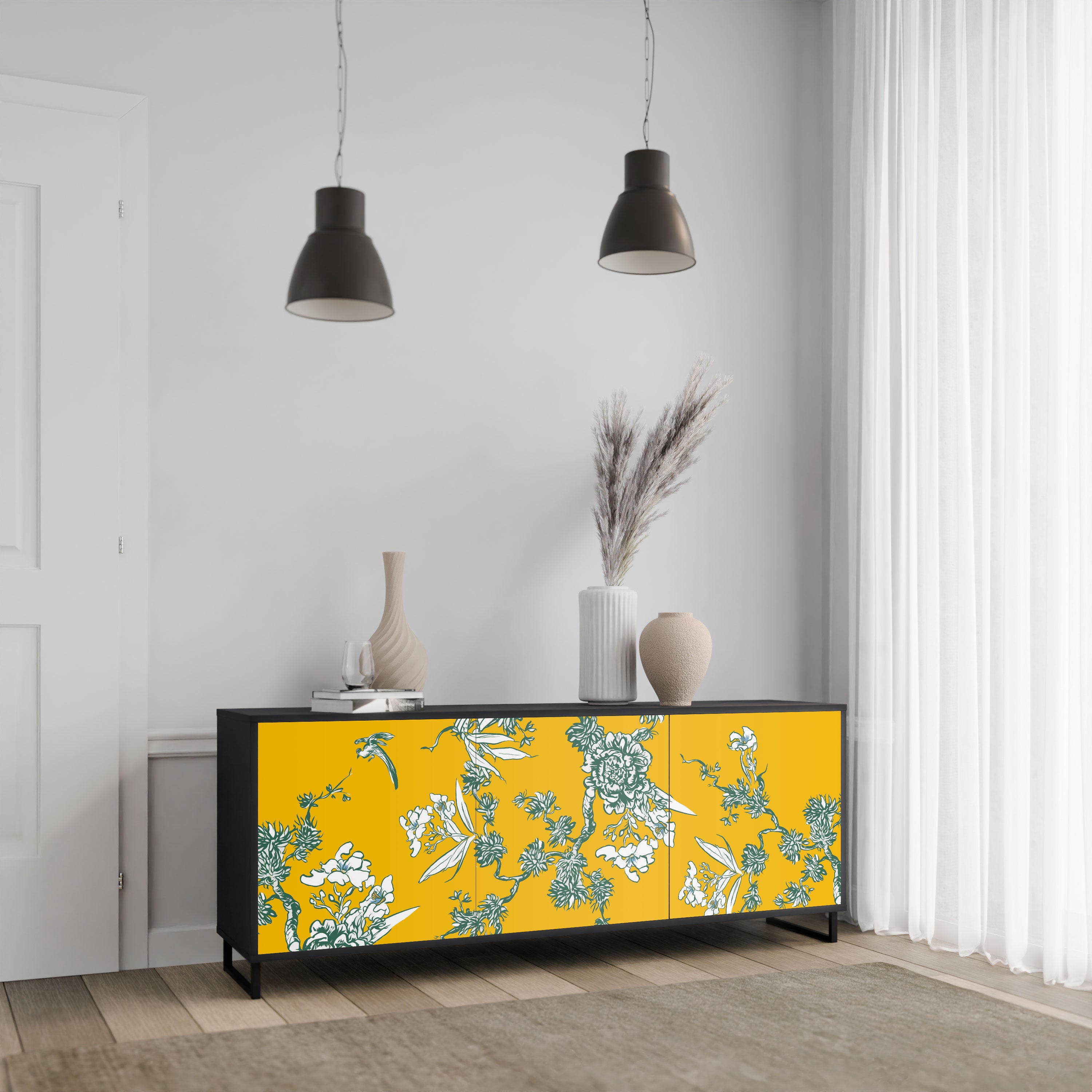 YELLOW CHINOISERIE Komoda 3-drzwiowa korpus Czarny