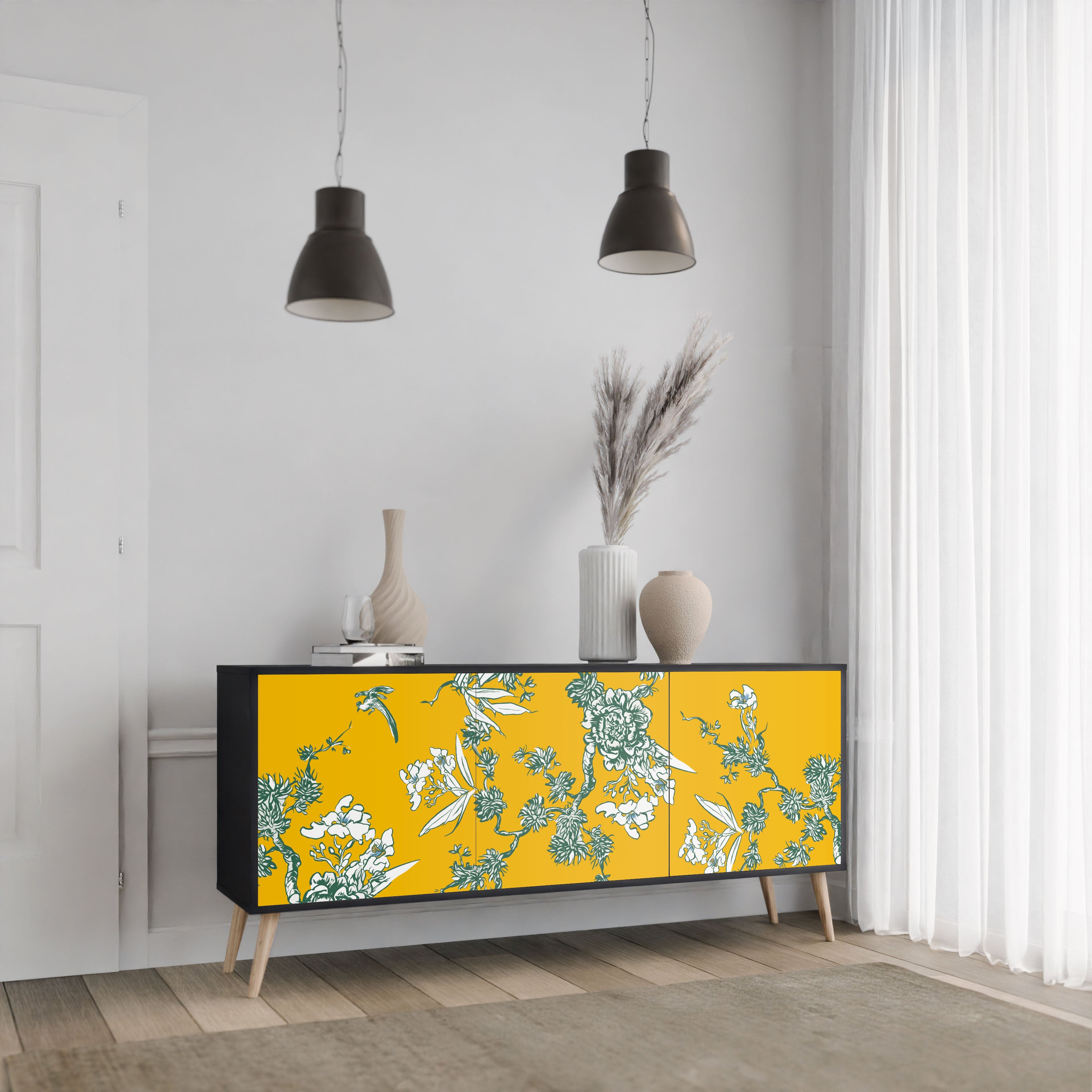 YELLOW CHINOISERIE Komoda 3-drzwiowa korpus Czarny