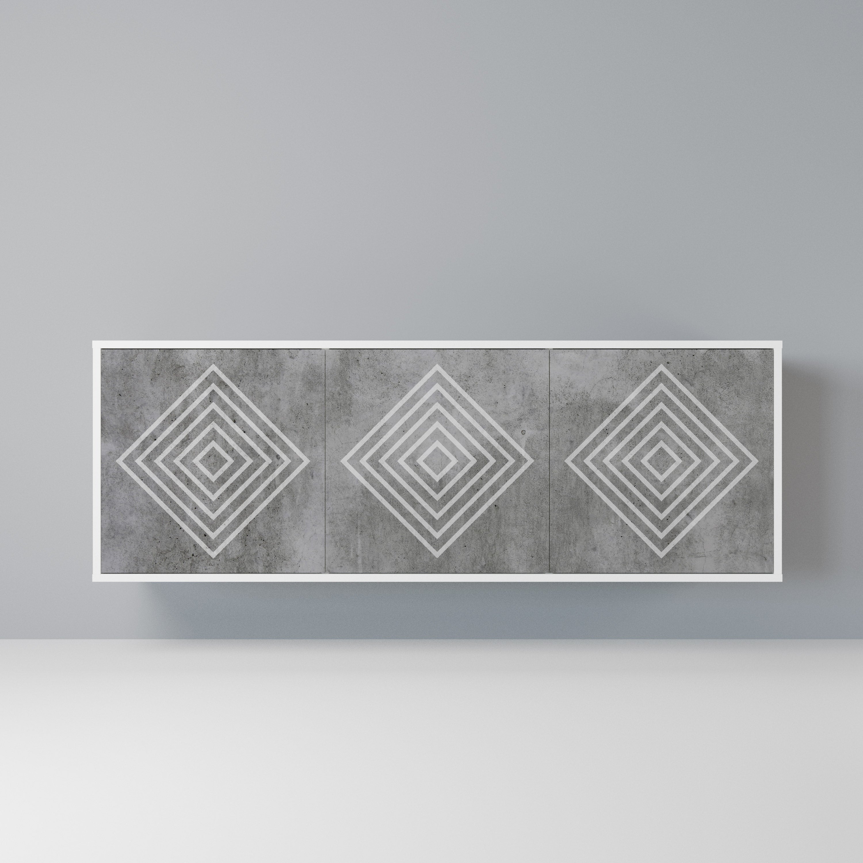 POLYGONAL ARTISTRY Komoda 3-drzwiowa korpus Biały