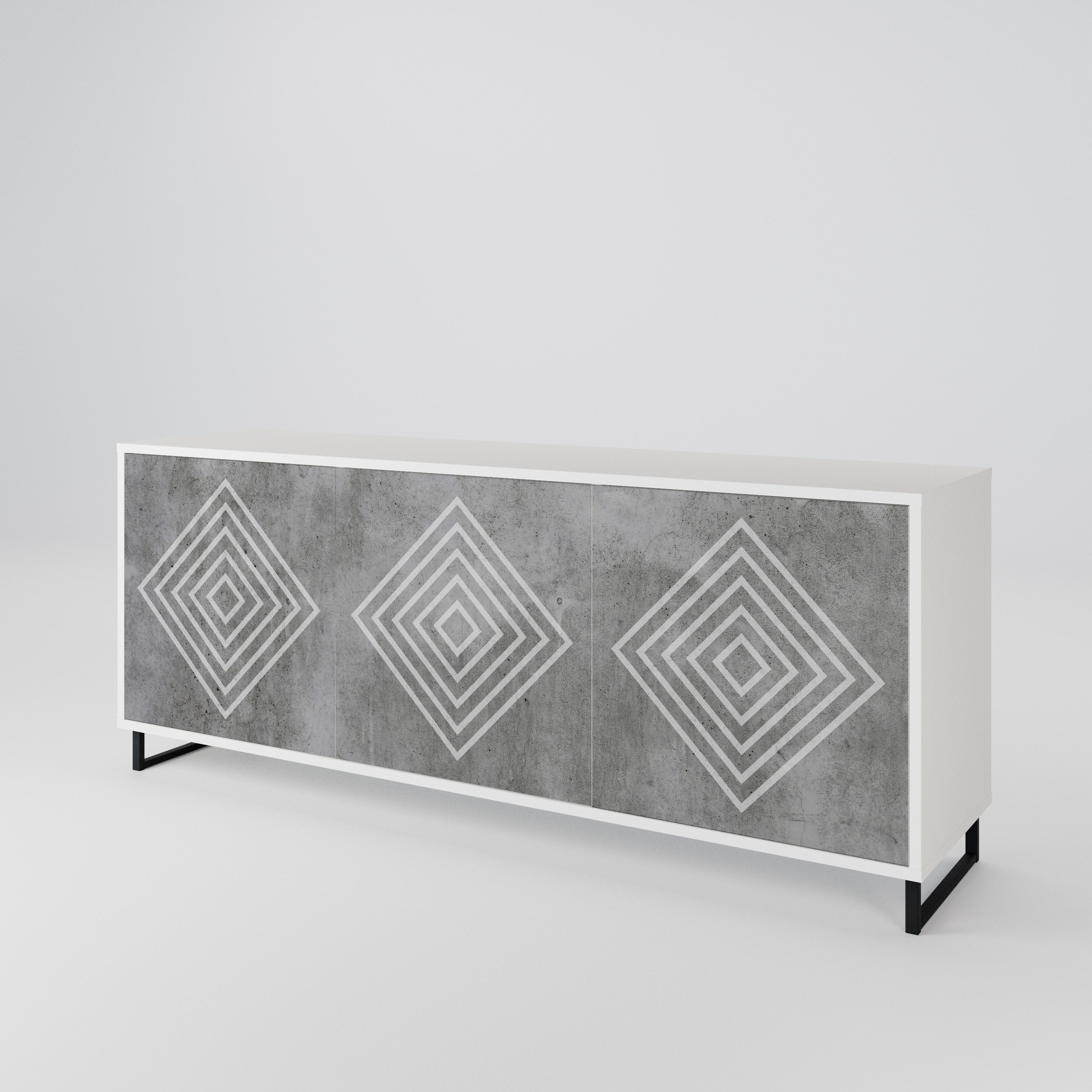 POLYGONAL ARTISTRY Komoda 3-drzwiowa korpus Biały
