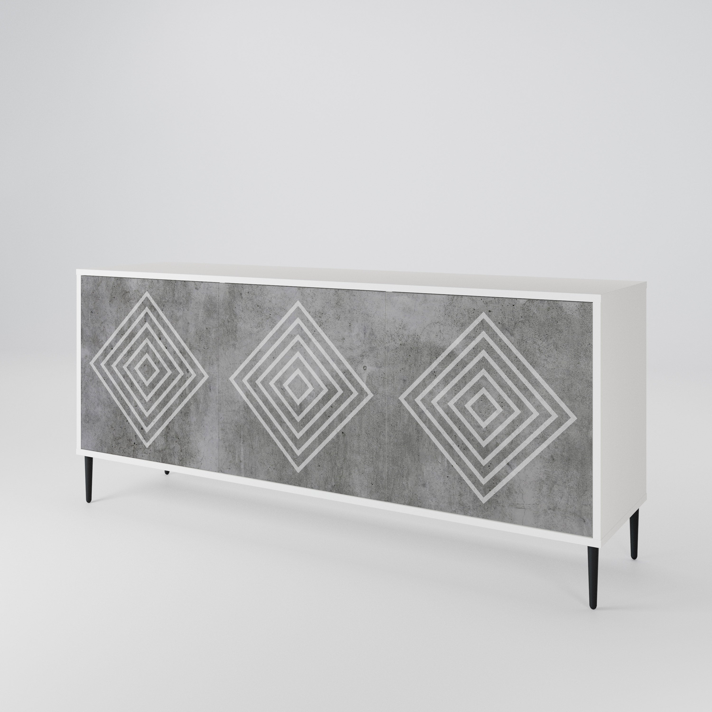 POLYGONAL ARTISTRY Komoda 3-drzwiowa korpus Biały