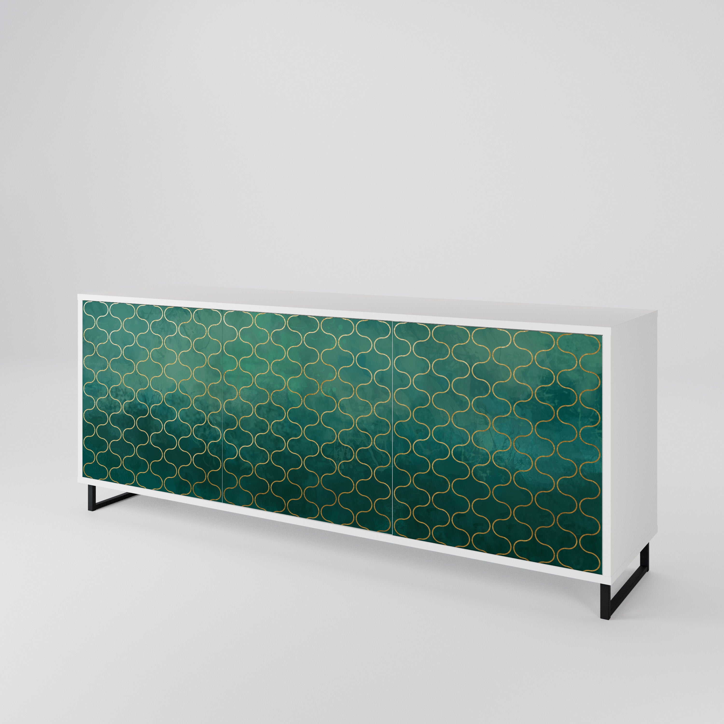 TESSELATED GREENERY Komoda 3-drzwiowa korpus Biały