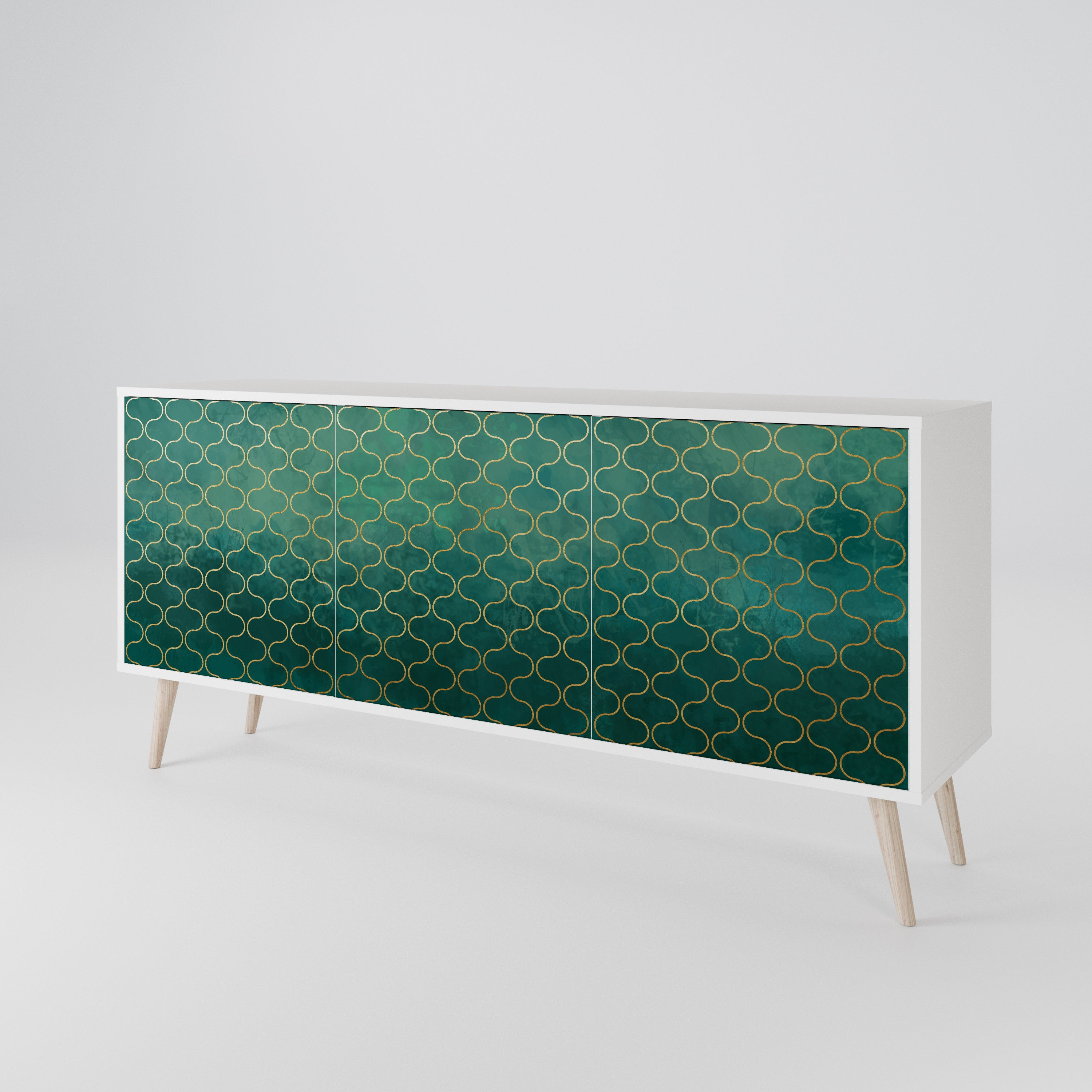 TESSELATED GREENERY Komoda 3-drzwiowa korpus Biały