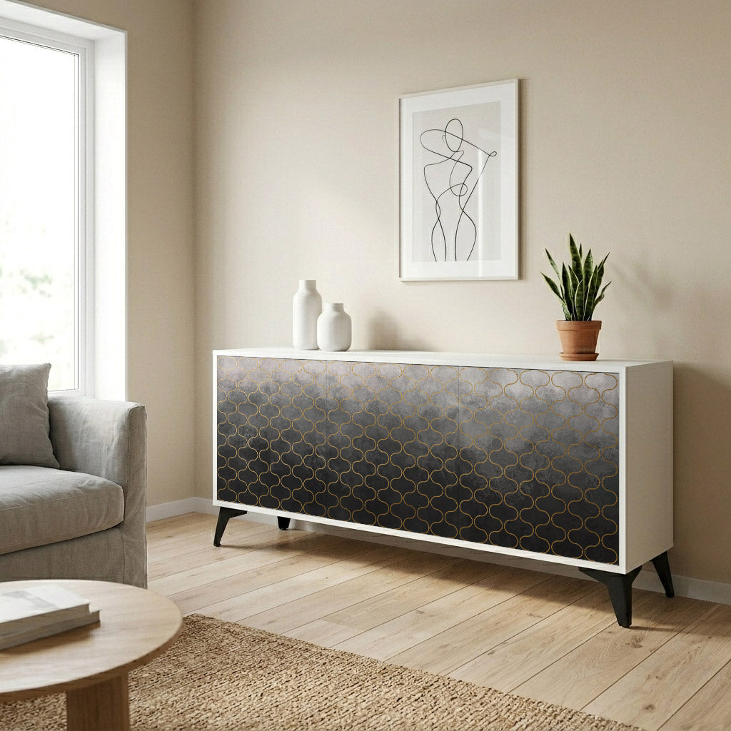 TESSELATED GRAYISH Komoda 3-drzwiowa korpus Biały