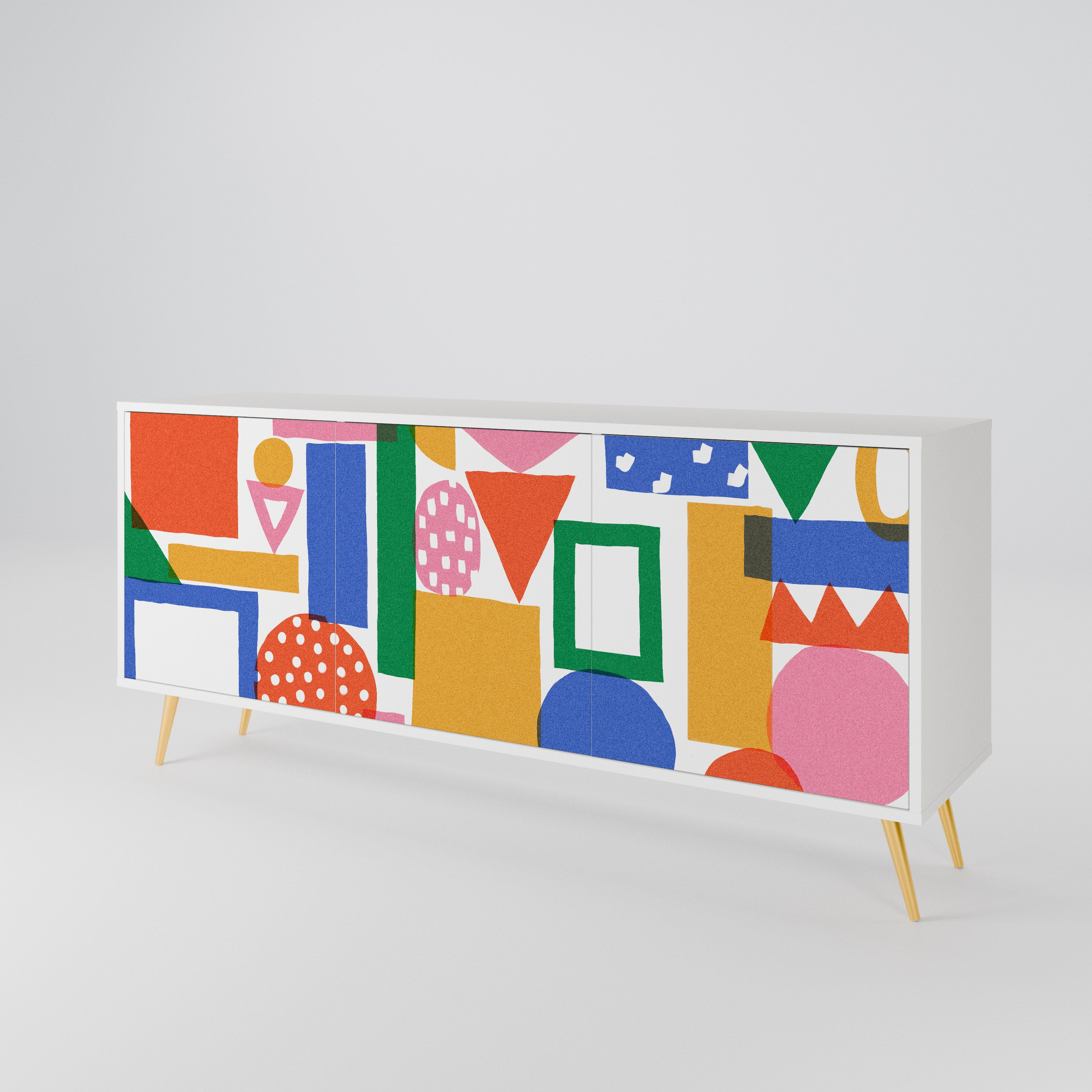 GEOMETRIC GLIMMER Komoda 3-drzwiowa korpus Biały
