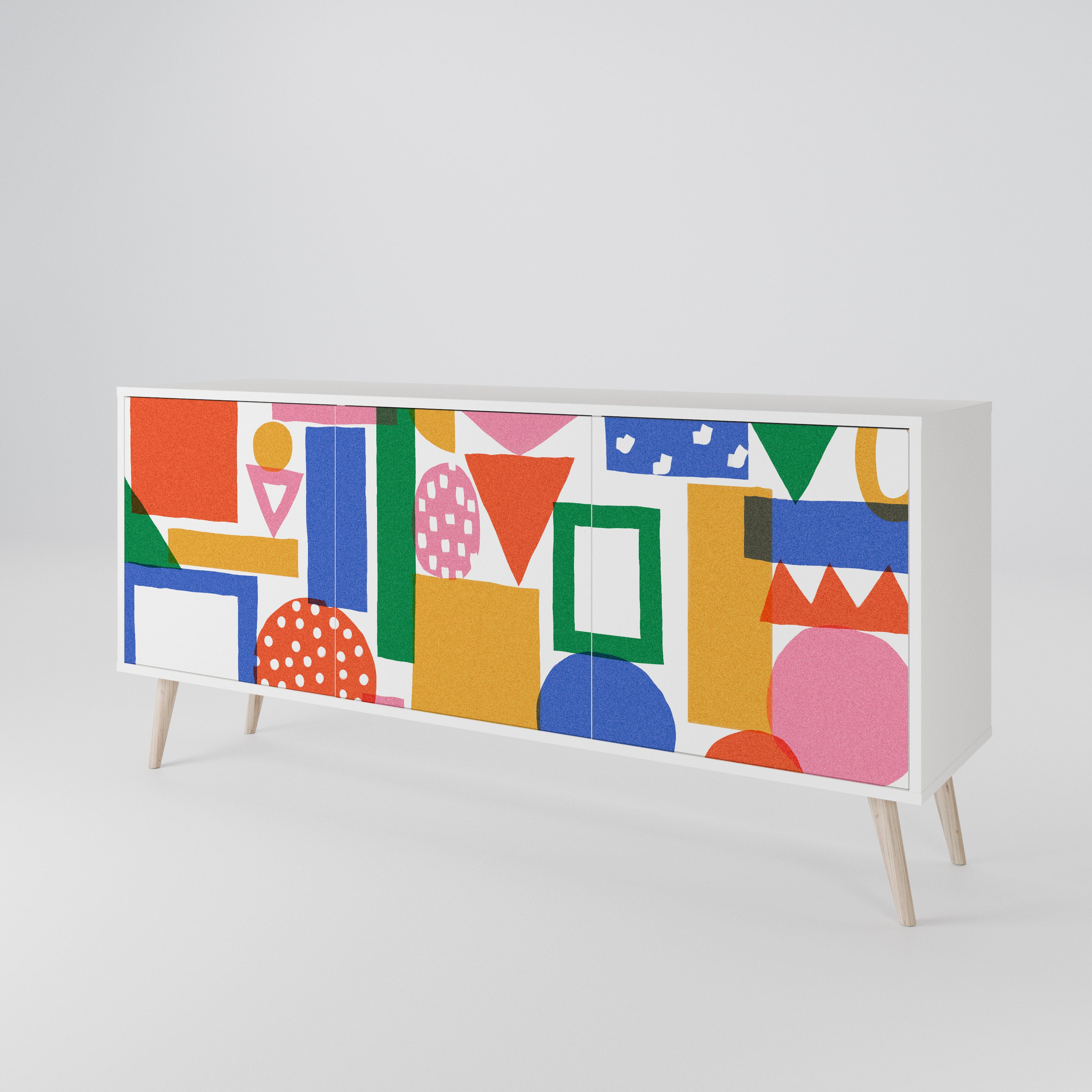 GEOMETRIC GLIMMER Komoda 3-drzwiowa korpus Biały