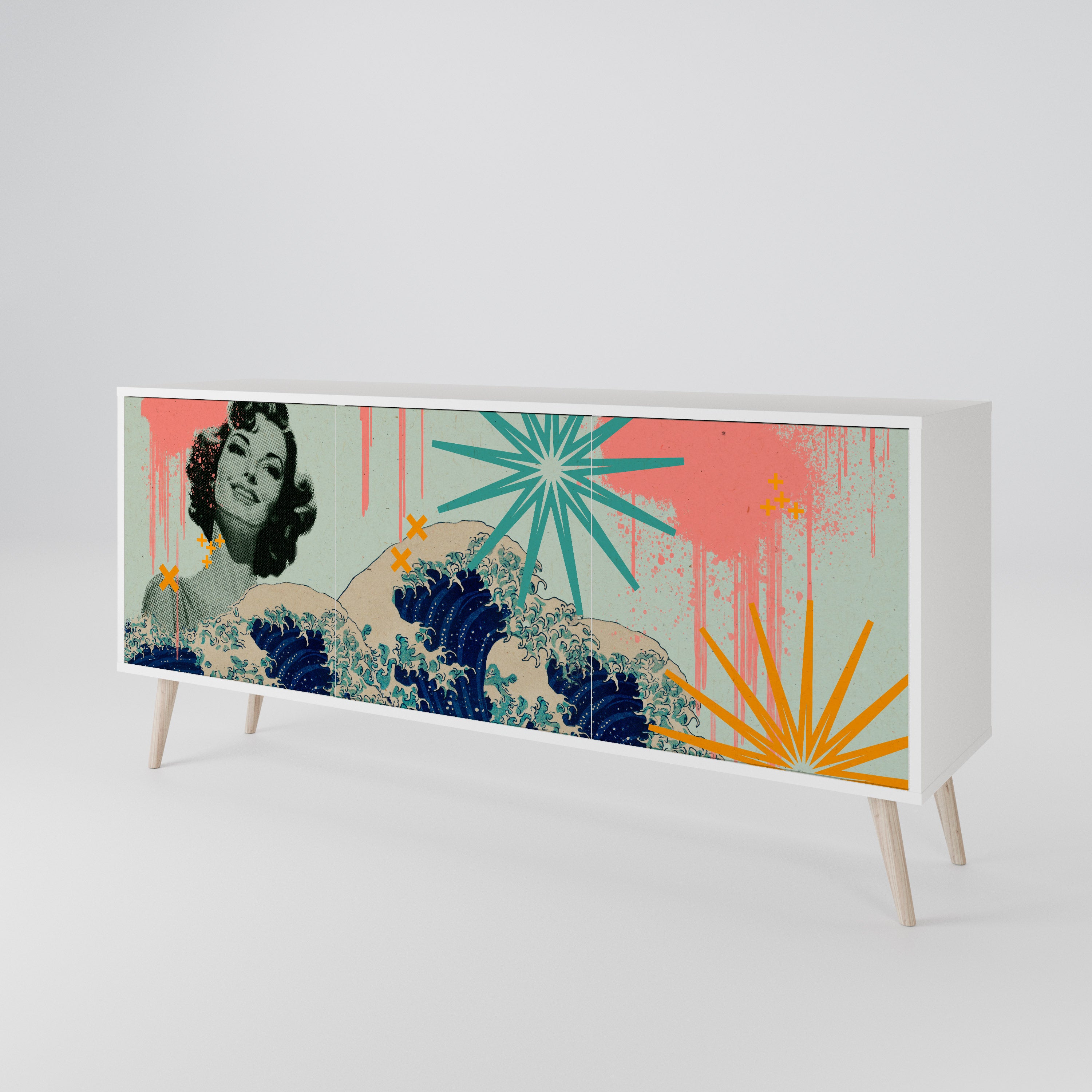 KANAGAWA BEAUTY Komoda 3-drzwiowa korpus Biały
