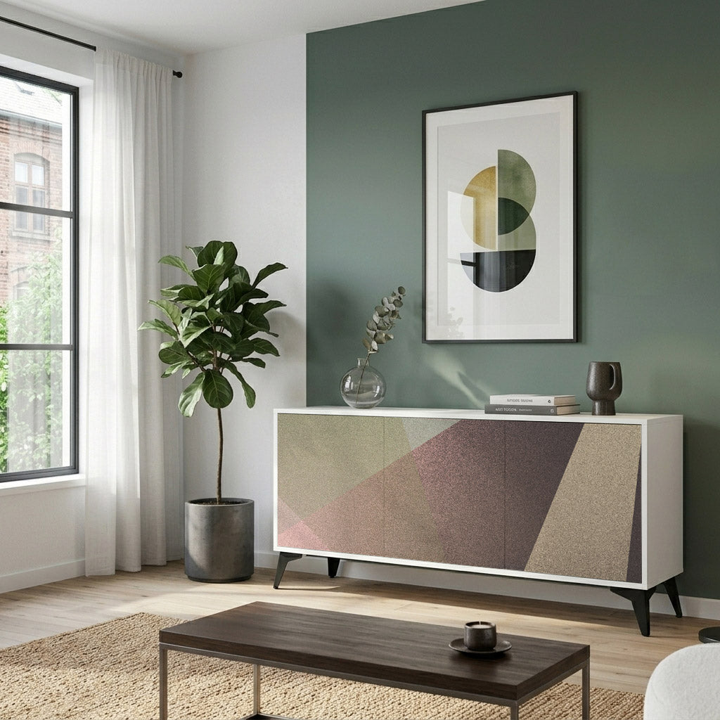 BEIGE GEOMETRY Komoda 3-drzwiowa korpus Biały