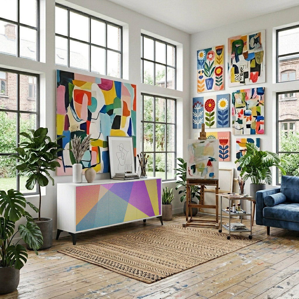 BRIGHT GEOMETRY Komoda 3-drzwiowa korpus Biały