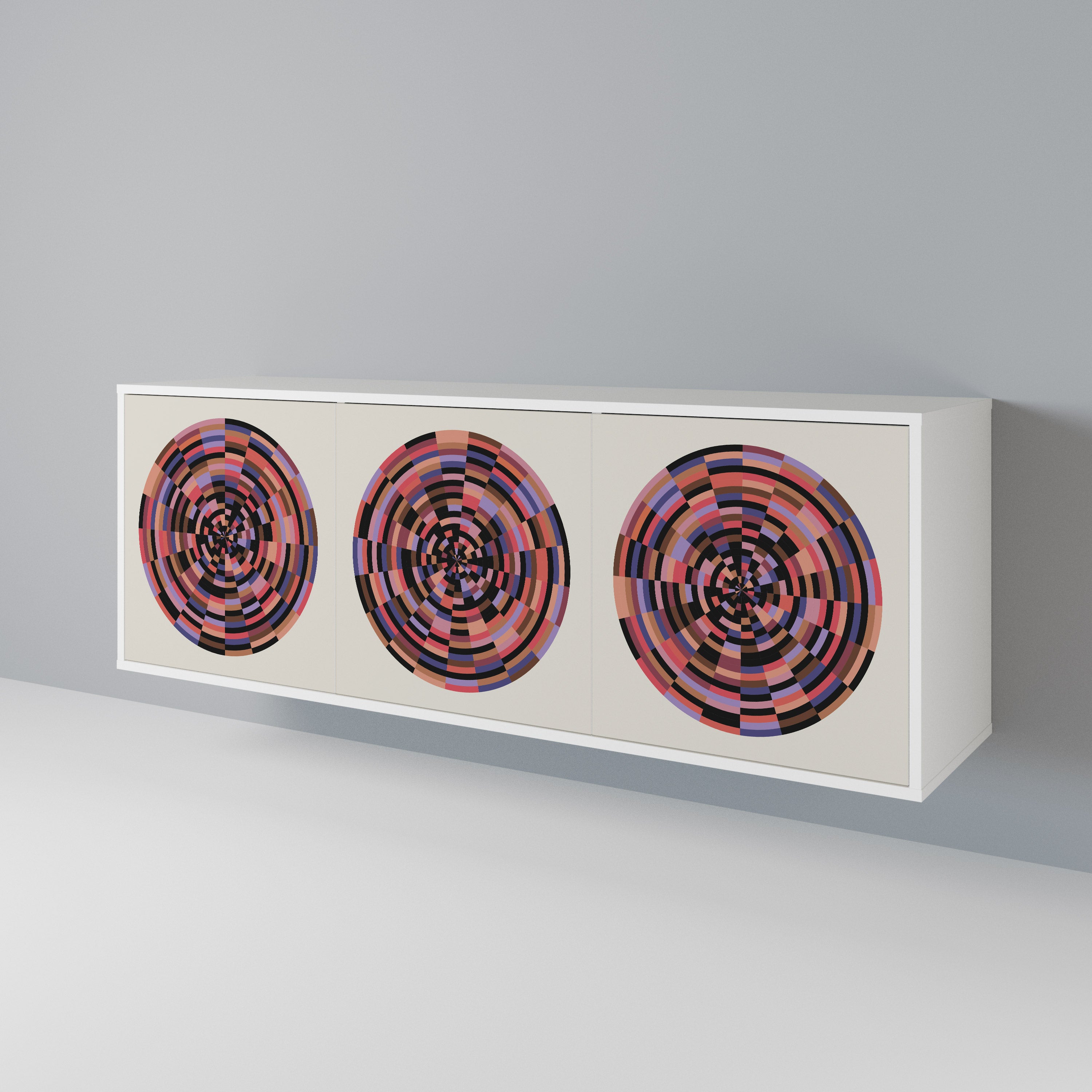 BROWN CIRCLES Komoda 3-drzwiowa korpus Biały