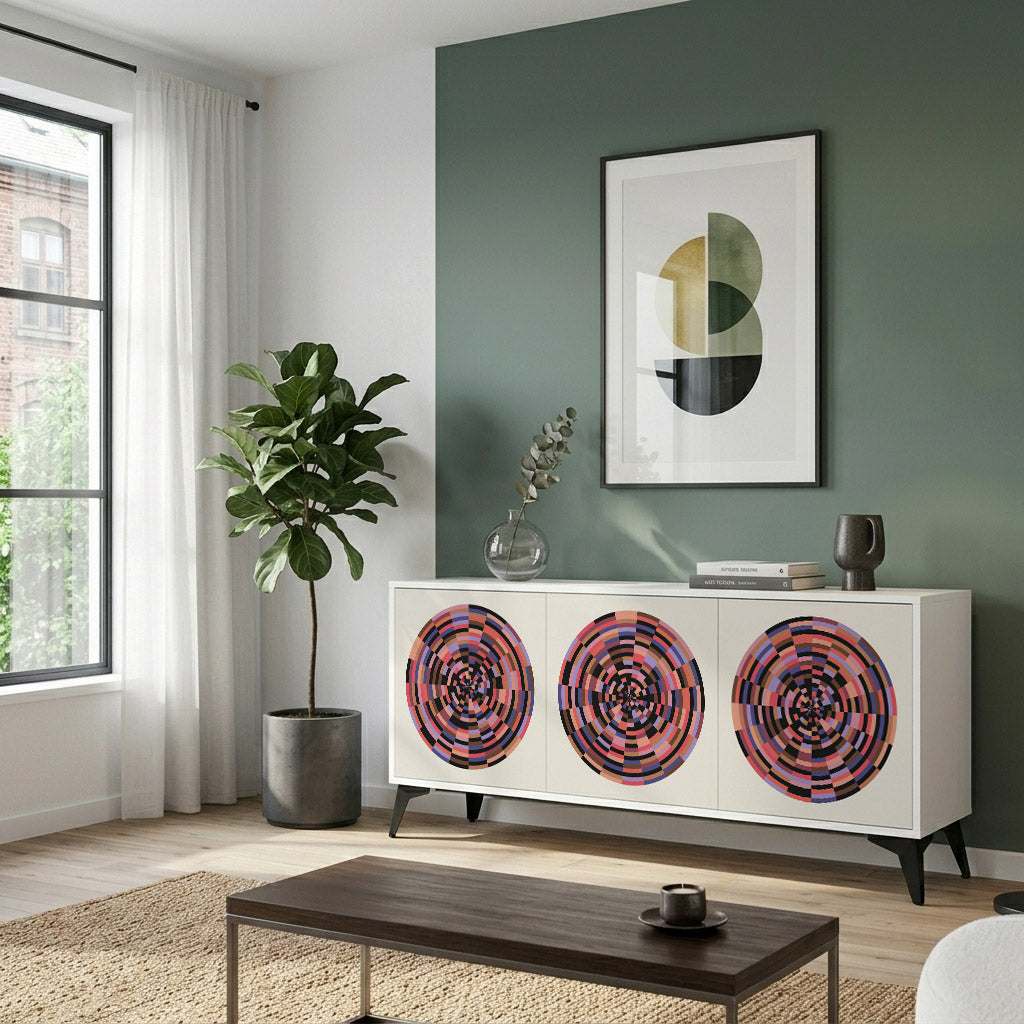 BROWN CIRCLES Komoda 3-drzwiowa korpus Biały