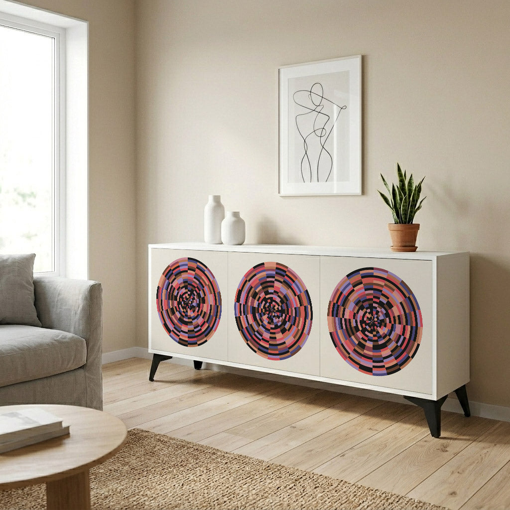 BROWN CIRCLES Komoda 3-drzwiowa korpus Biały