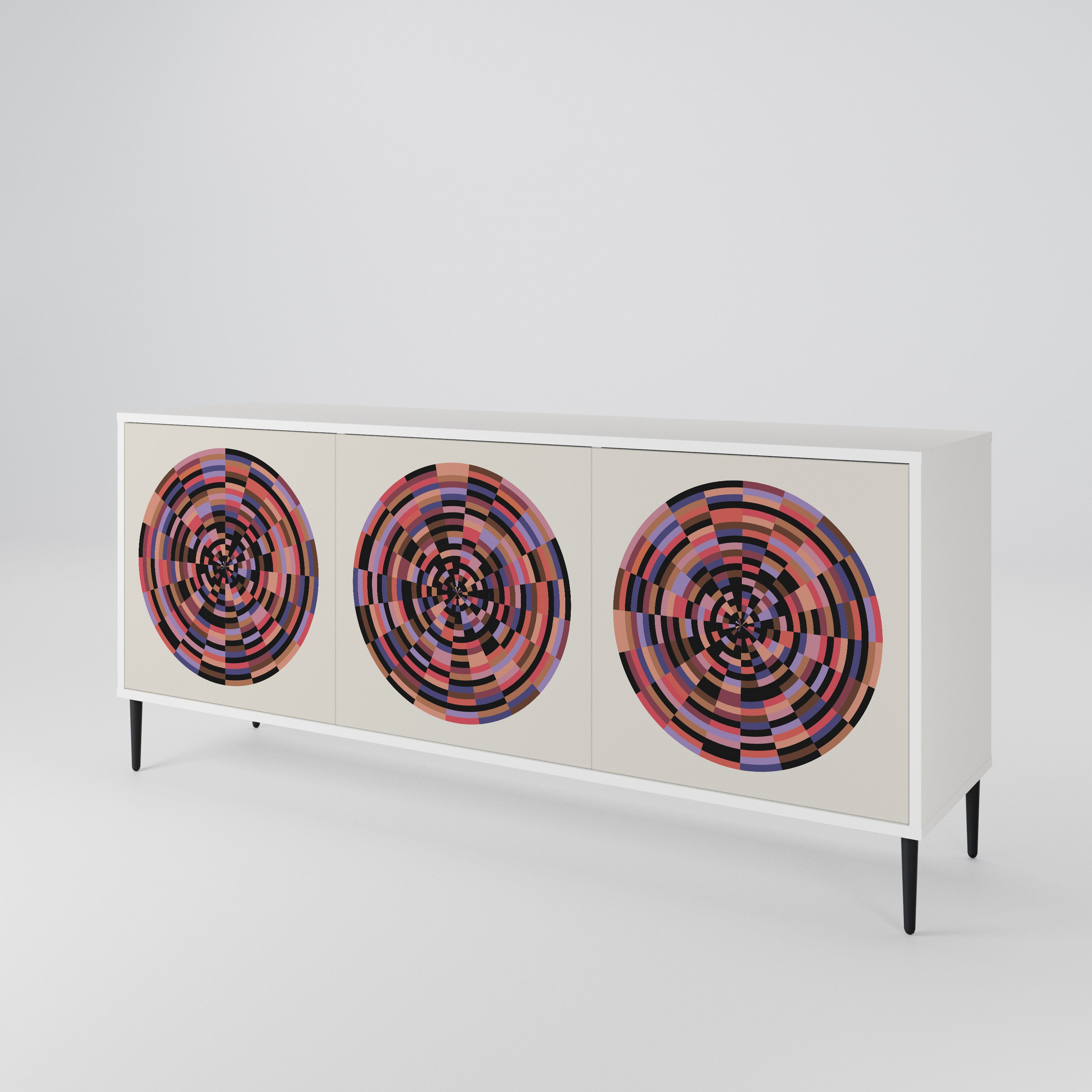 BROWN CIRCLES Komoda 3-drzwiowa korpus Biały