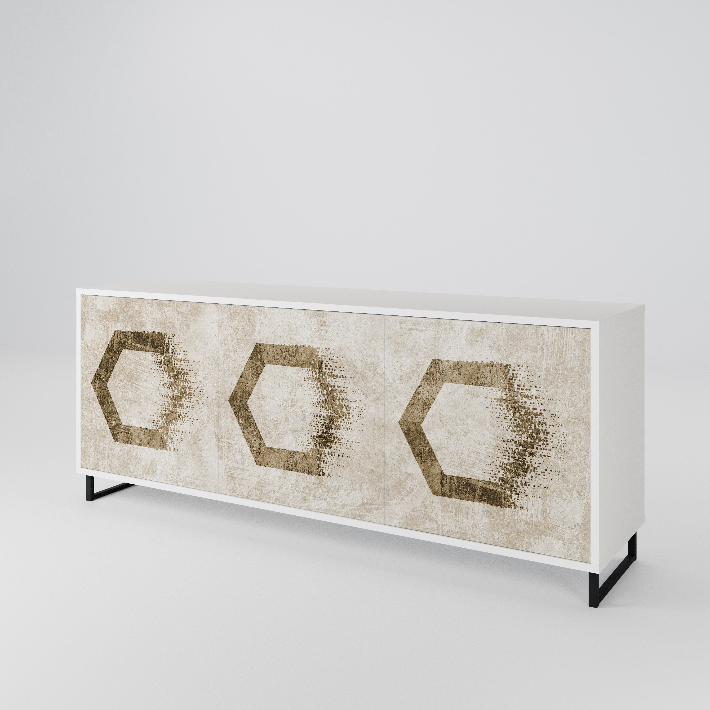 HEXAGONAL SHAPES Komoda 3-drzwiowa korpus Biały