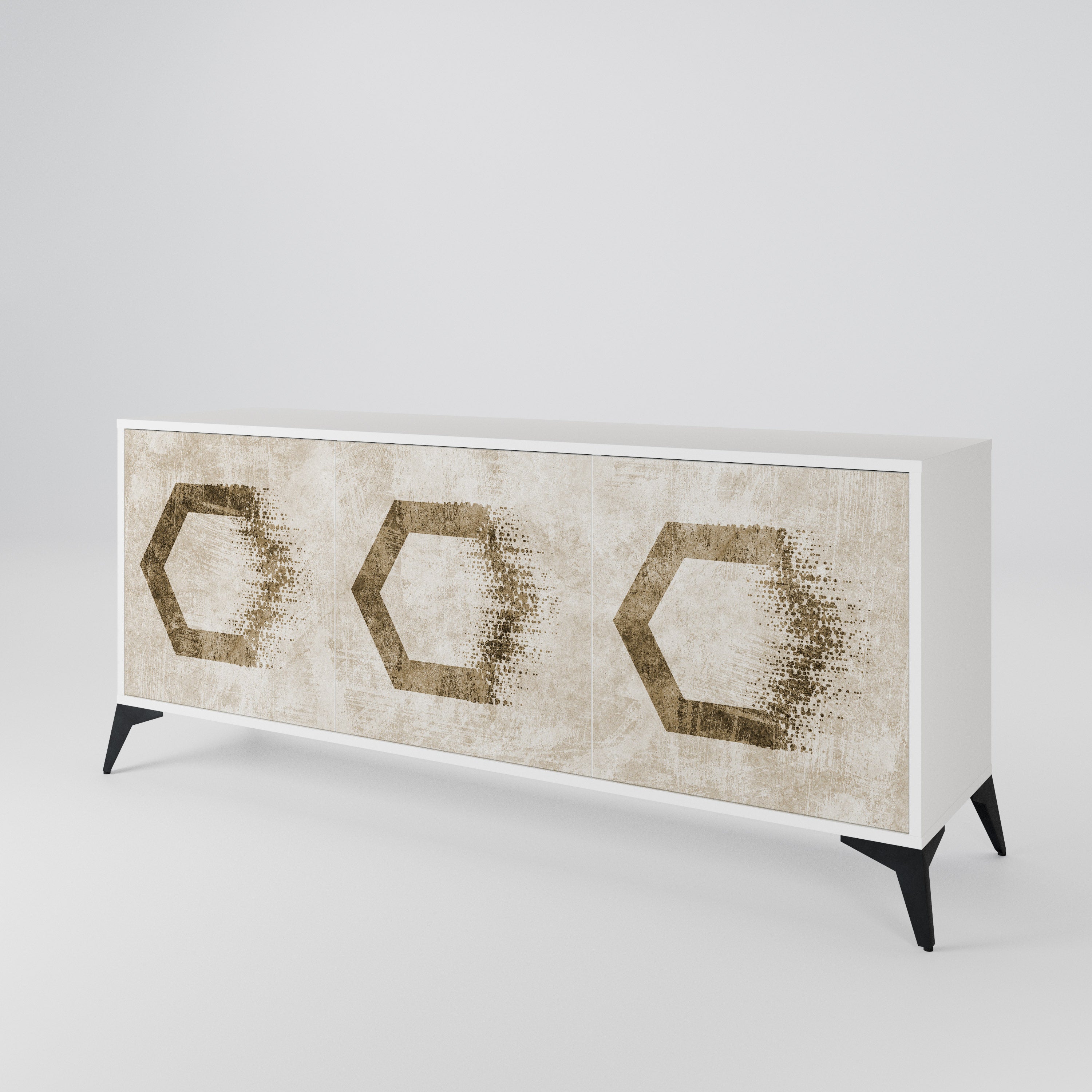 HEXAGONAL SHAPES Komoda 3-drzwiowa korpus Biały