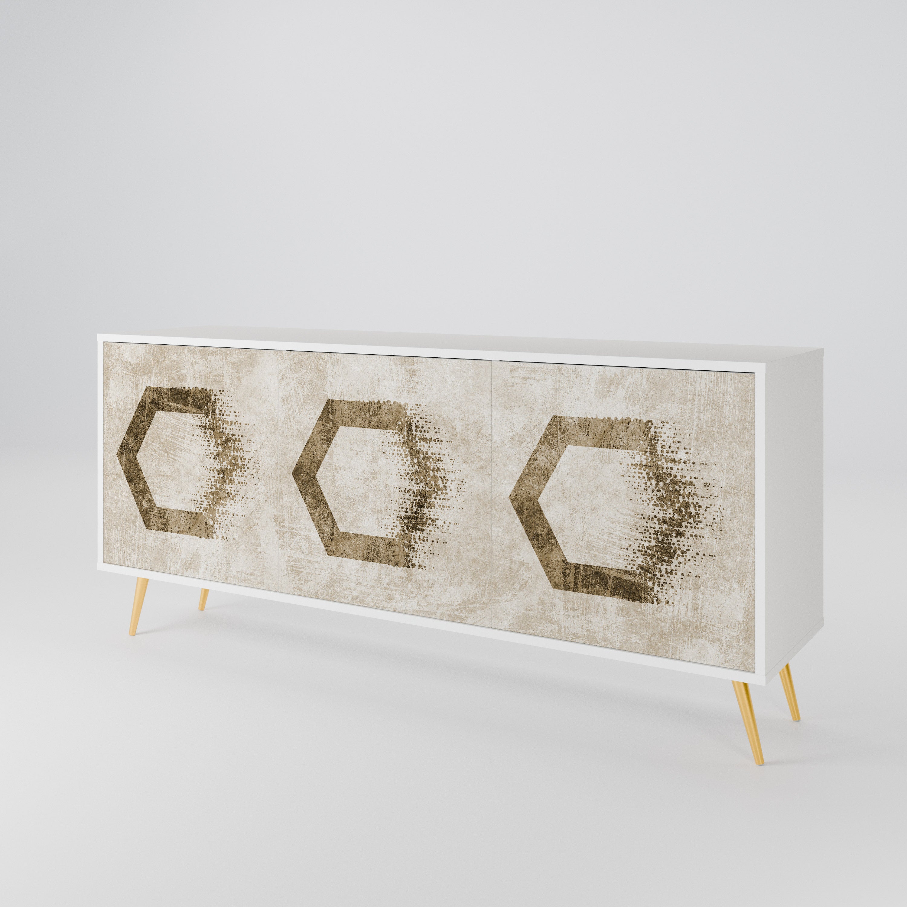 HEXAGONAL SHAPES Komoda 3-drzwiowa korpus Biały