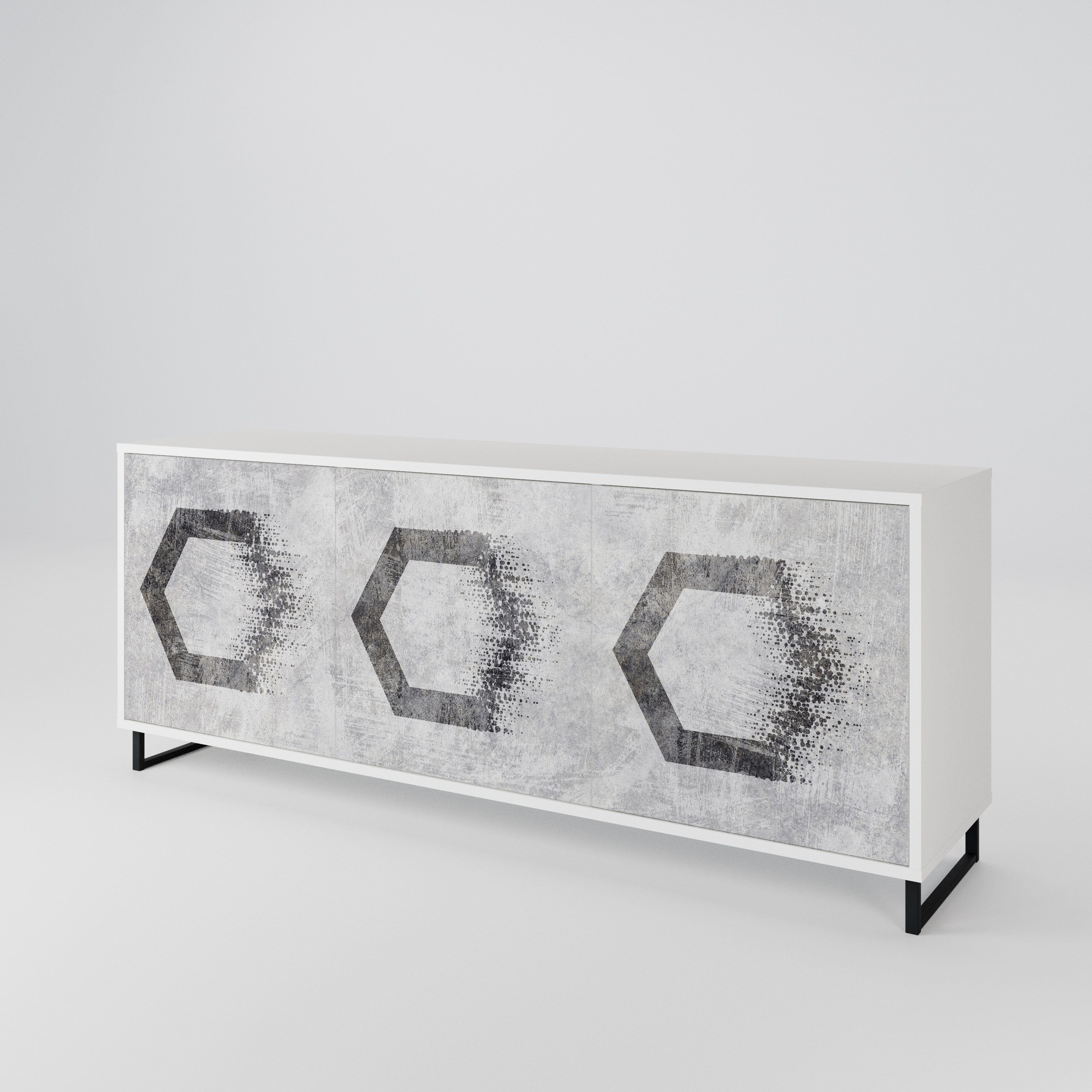 HEXAGONAL FIGURES Komoda 3-drzwiowa korpus Biały