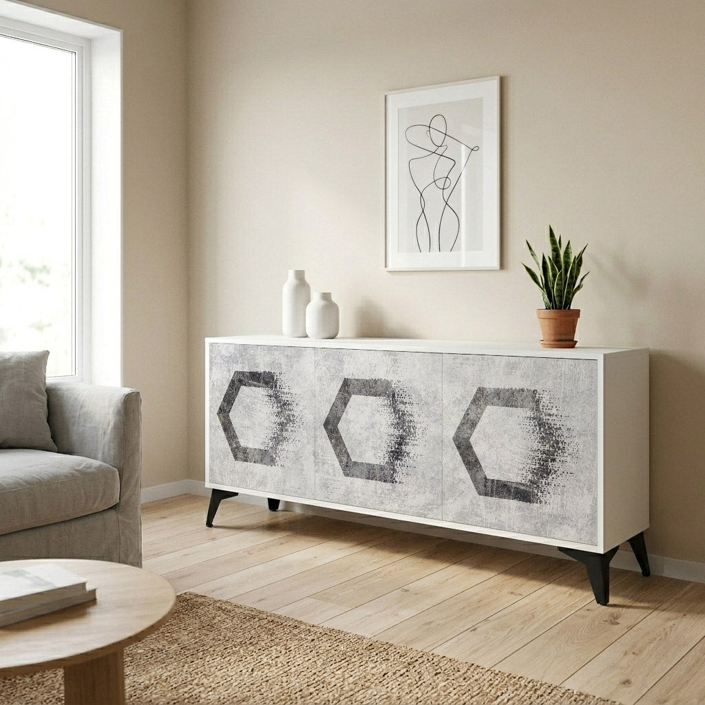 HEXAGONAL FIGURES Komoda 3-drzwiowa korpus Biały