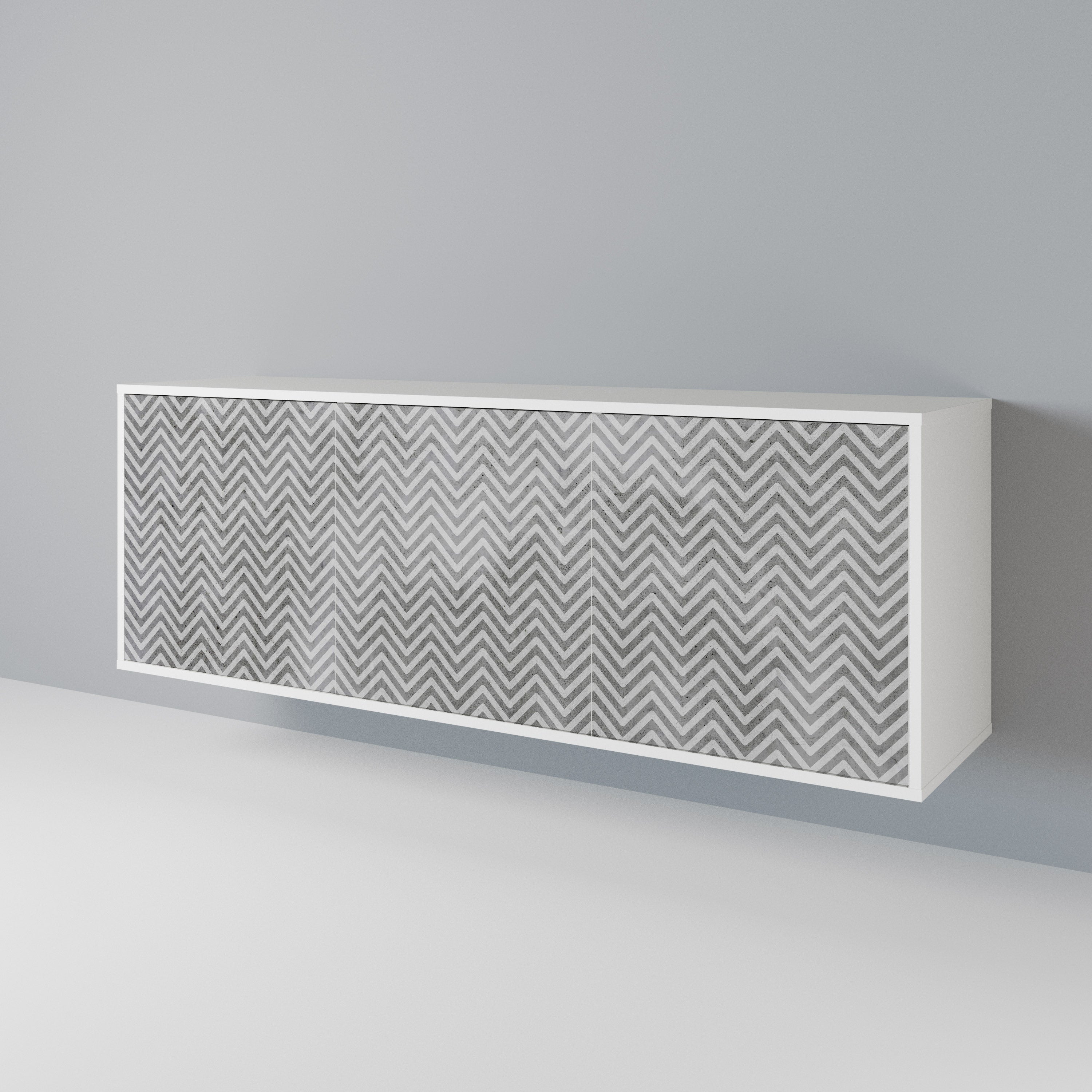 CONCRETE ZIG ZAG Komoda 3-drzwiowa korpus Biały