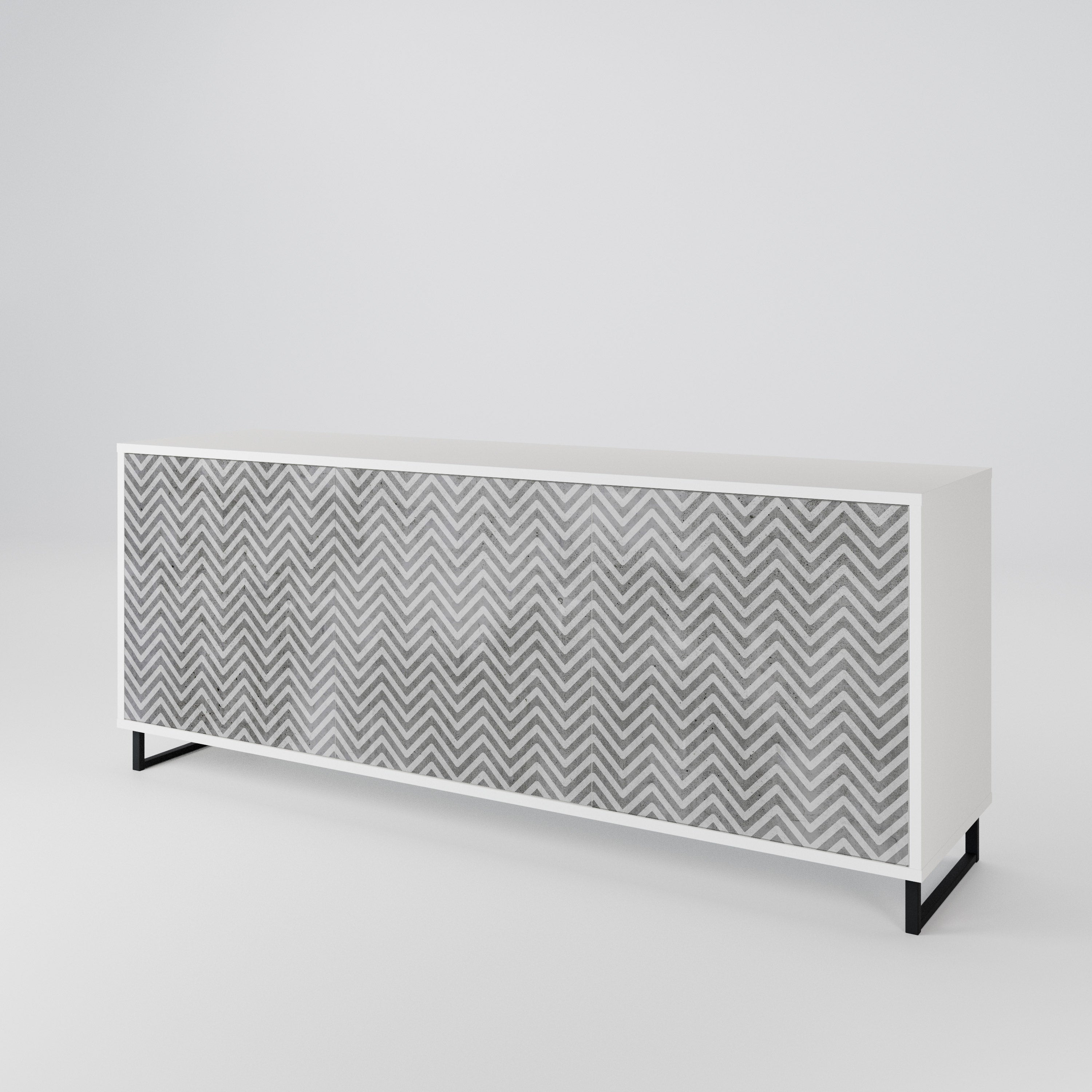 CONCRETE ZIG ZAG Komoda 3-drzwiowa korpus Biały