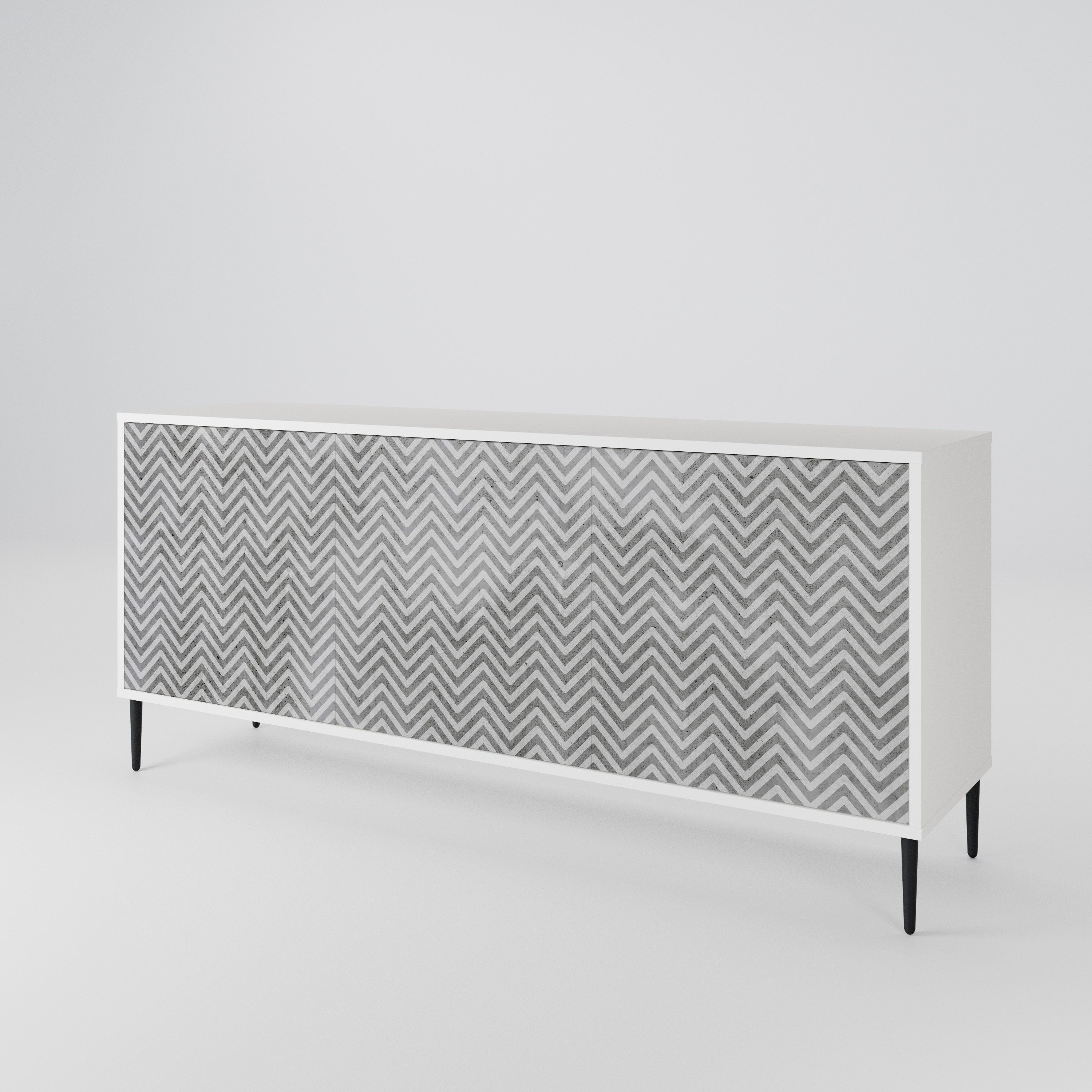 CONCRETE ZIG ZAG Komoda 3-drzwiowa korpus Biały
