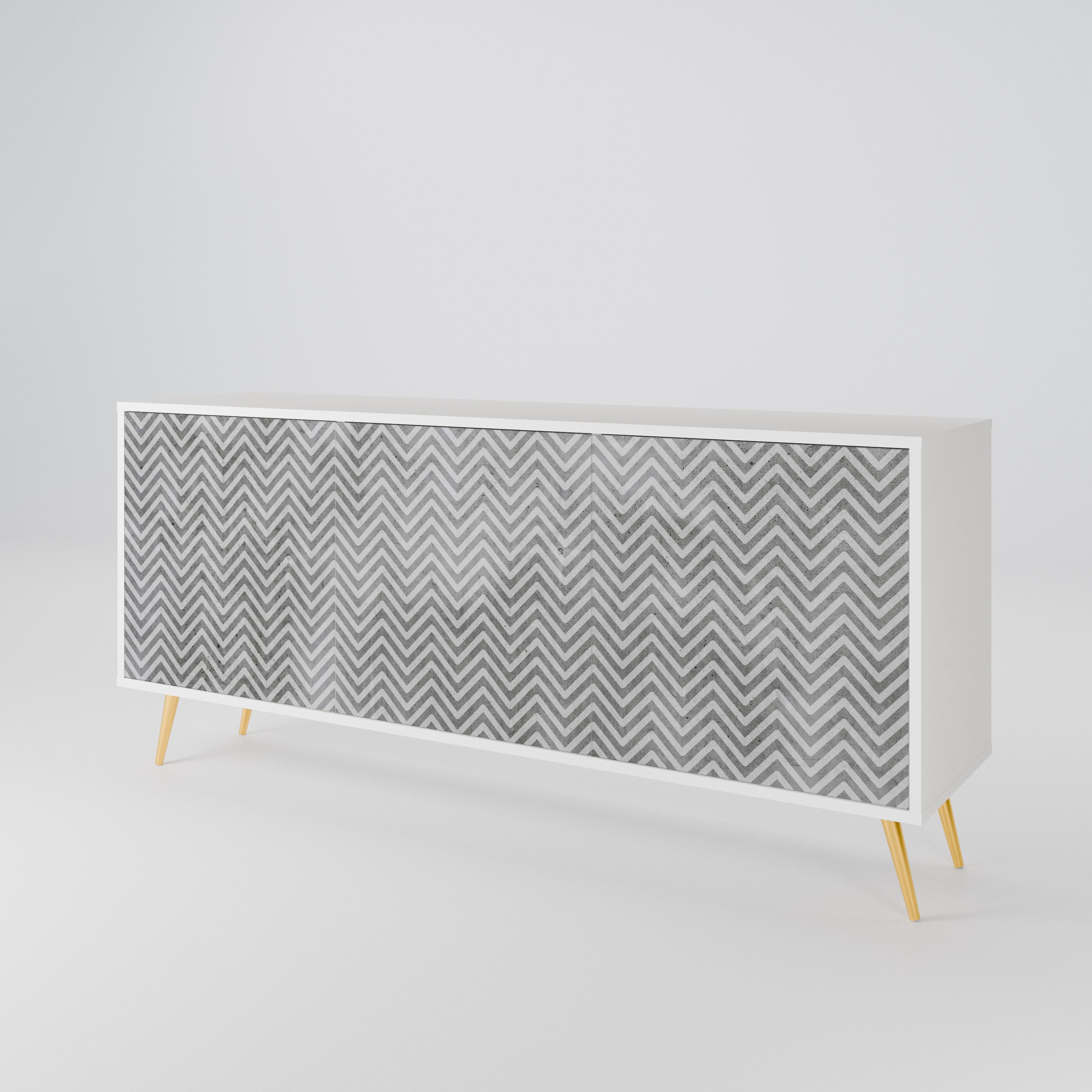 CONCRETE ZIG ZAG Komoda 3-drzwiowa korpus Biały