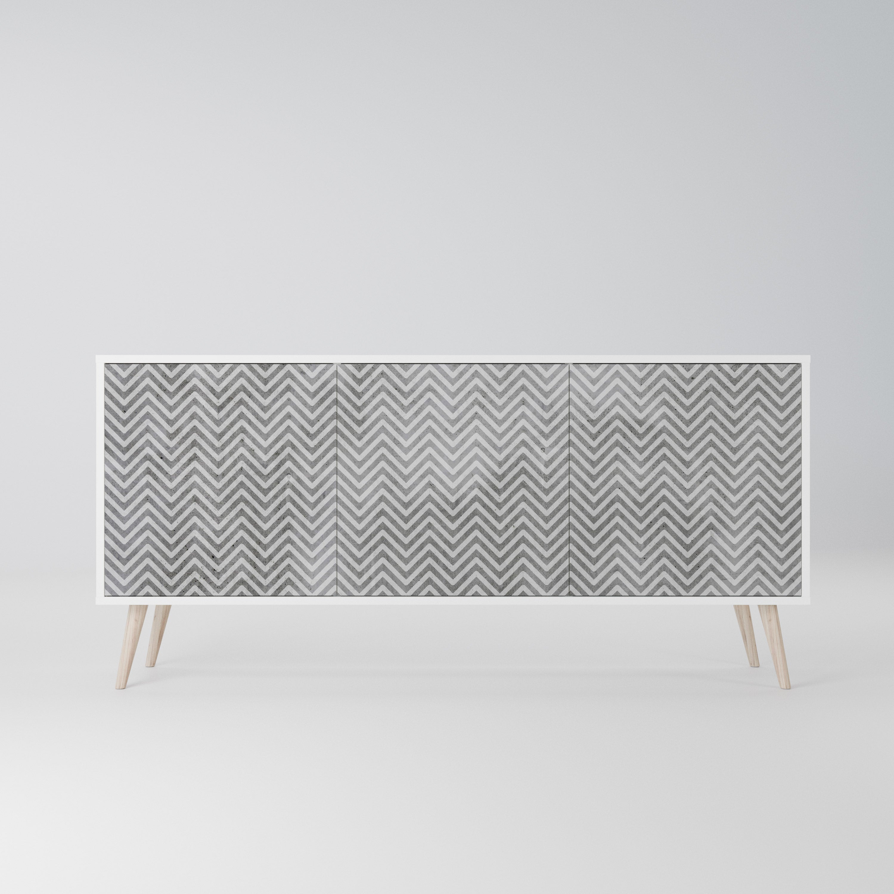 CONCRETE ZIG ZAG Komoda 3-drzwiowa korpus Biały