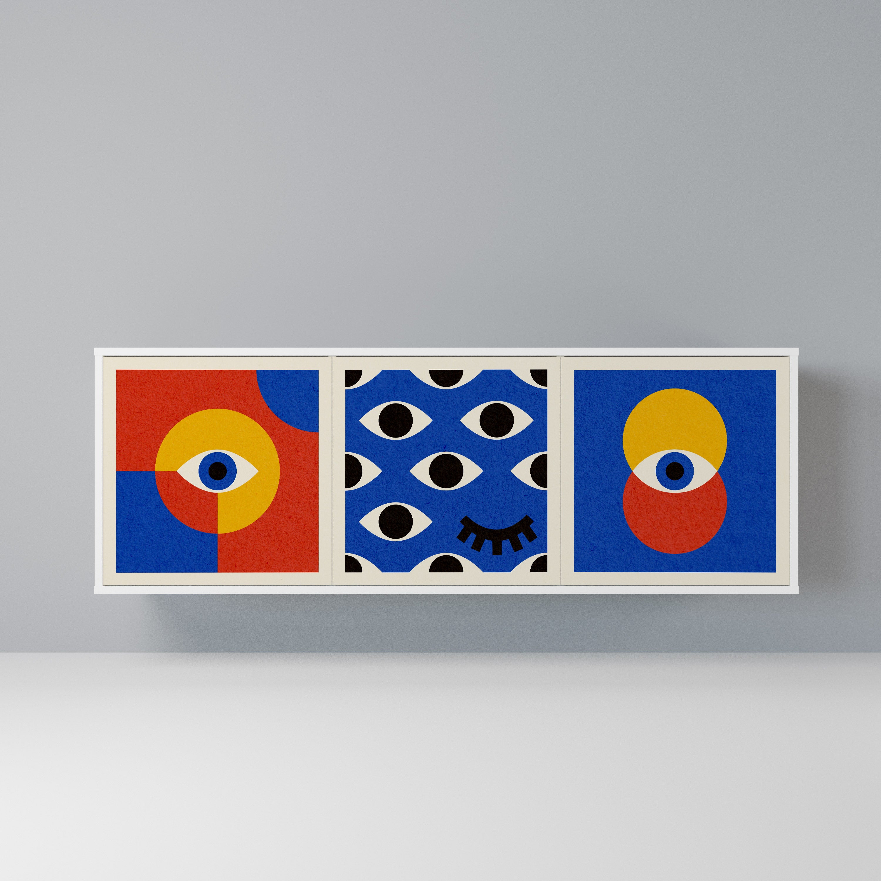 GEOMETRIC EYES Komoda 3-drzwiowa korpus Biały