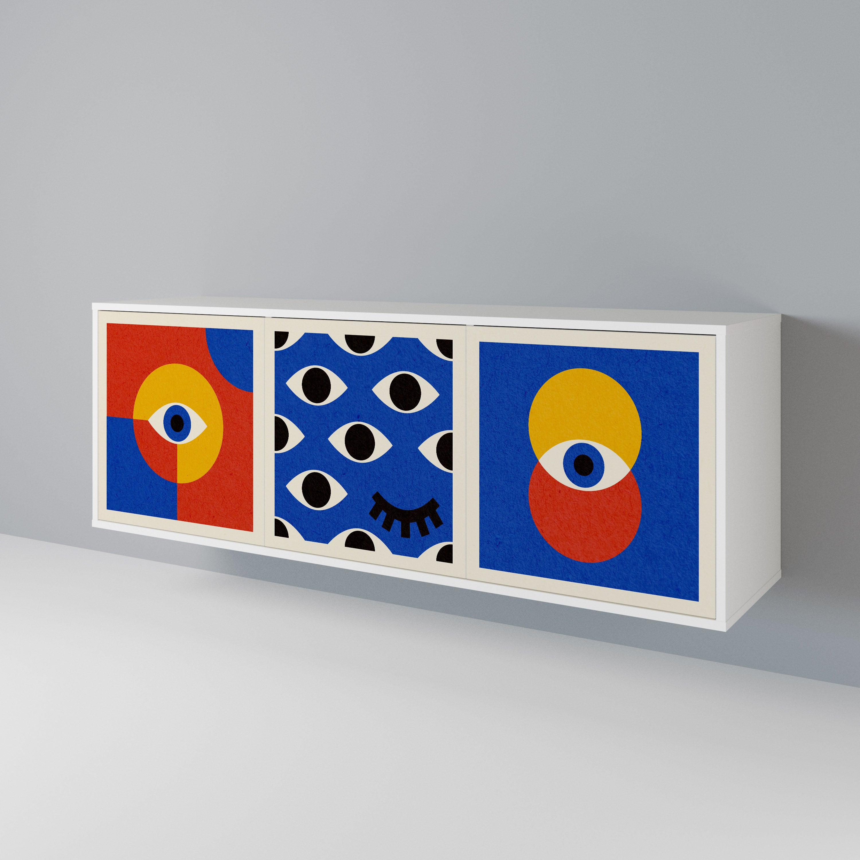 GEOMETRIC EYES Komoda 3-drzwiowa korpus Biały