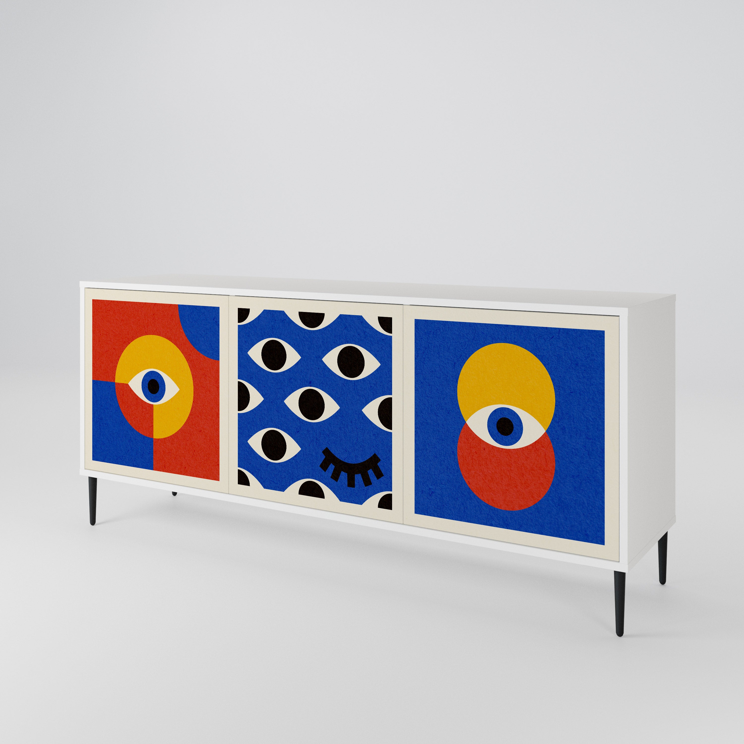 GEOMETRIC EYES Komoda 3-drzwiowa korpus Biały