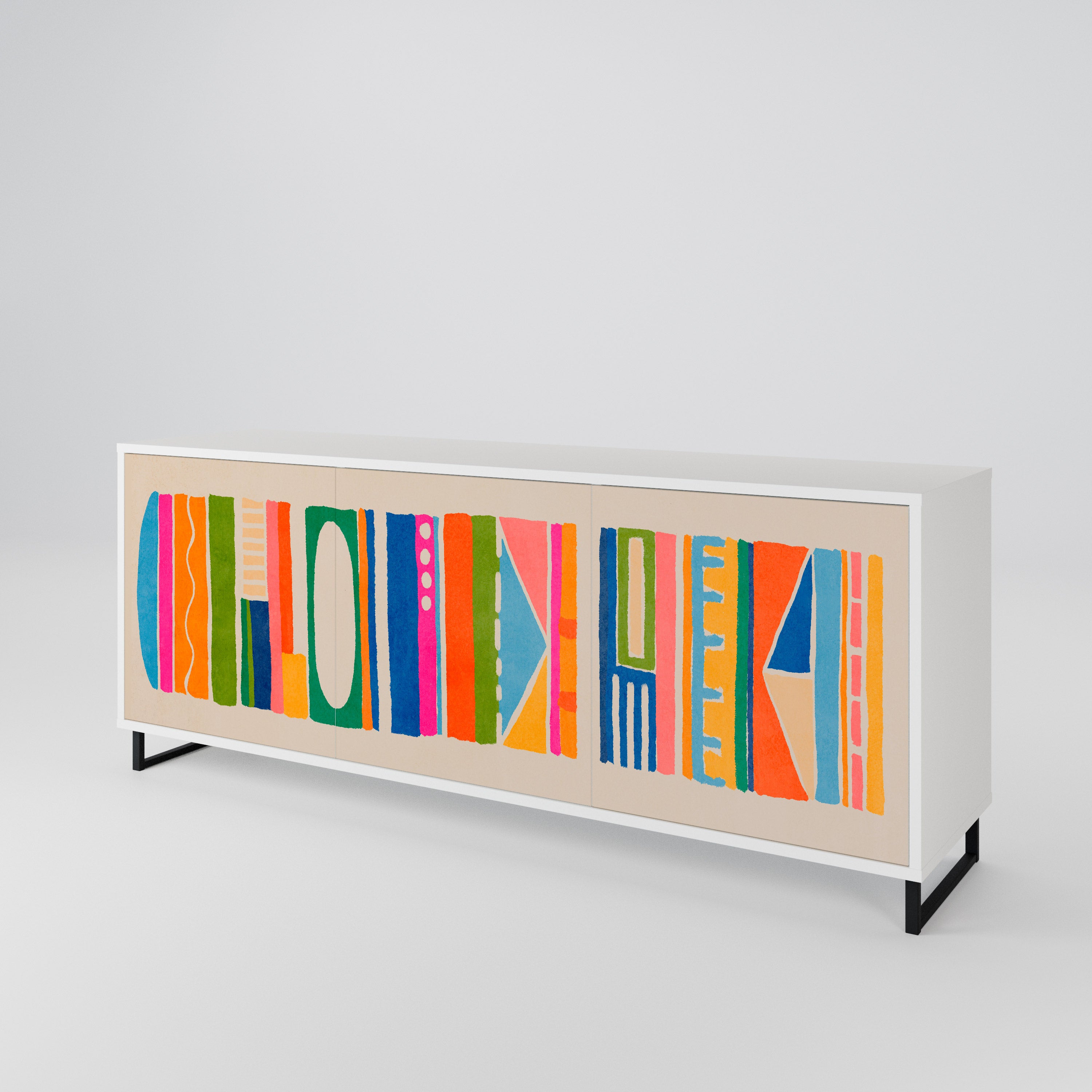 GEOMETRIC SHINE Komoda 3-drzwiowa korpus Biały