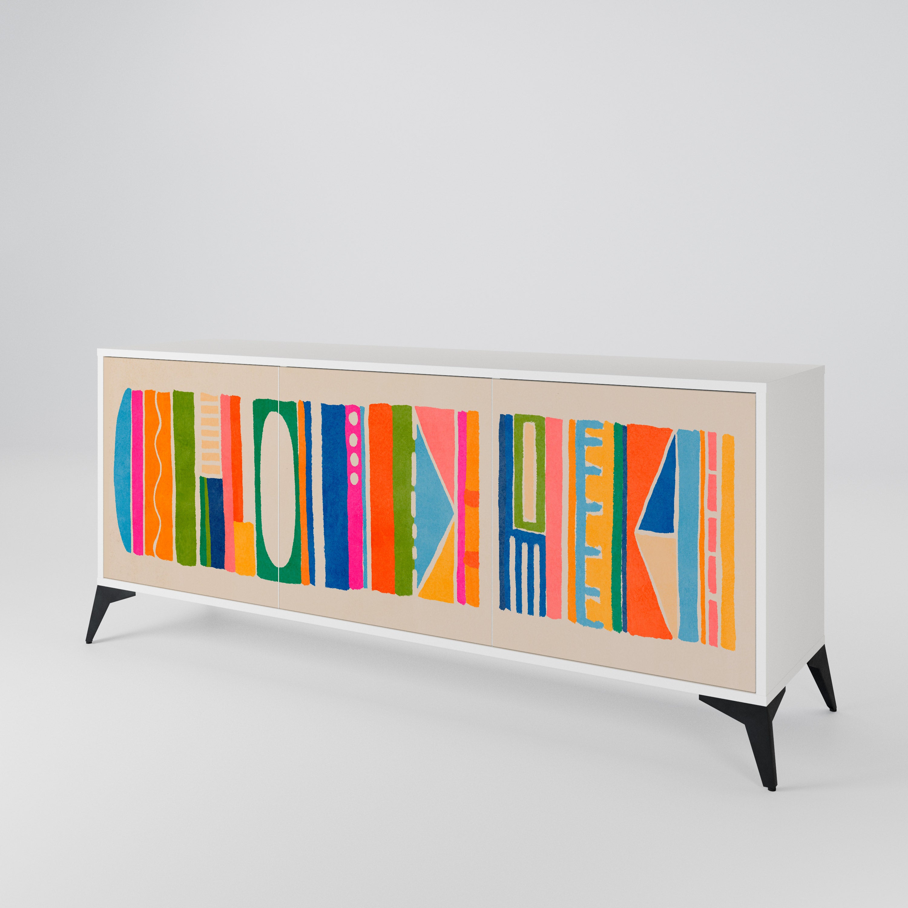 GEOMETRIC SHINE Komoda 3-drzwiowa korpus Biały