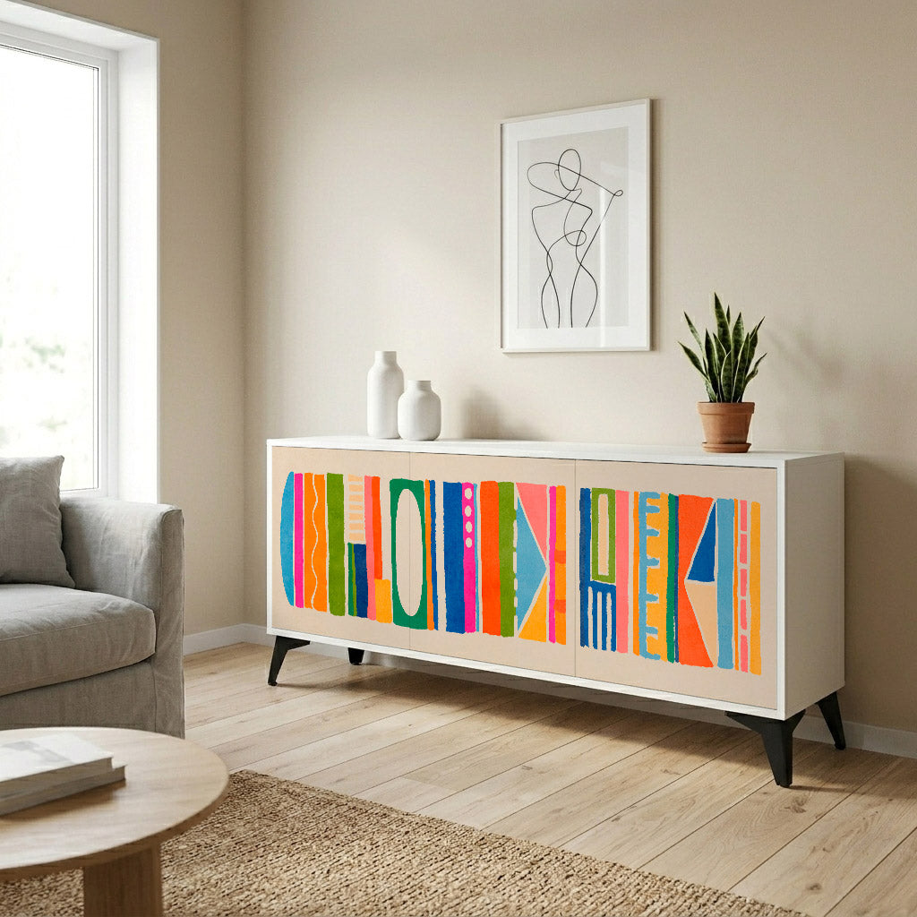 GEOMETRIC SHINE Komoda 3-drzwiowa korpus Biały