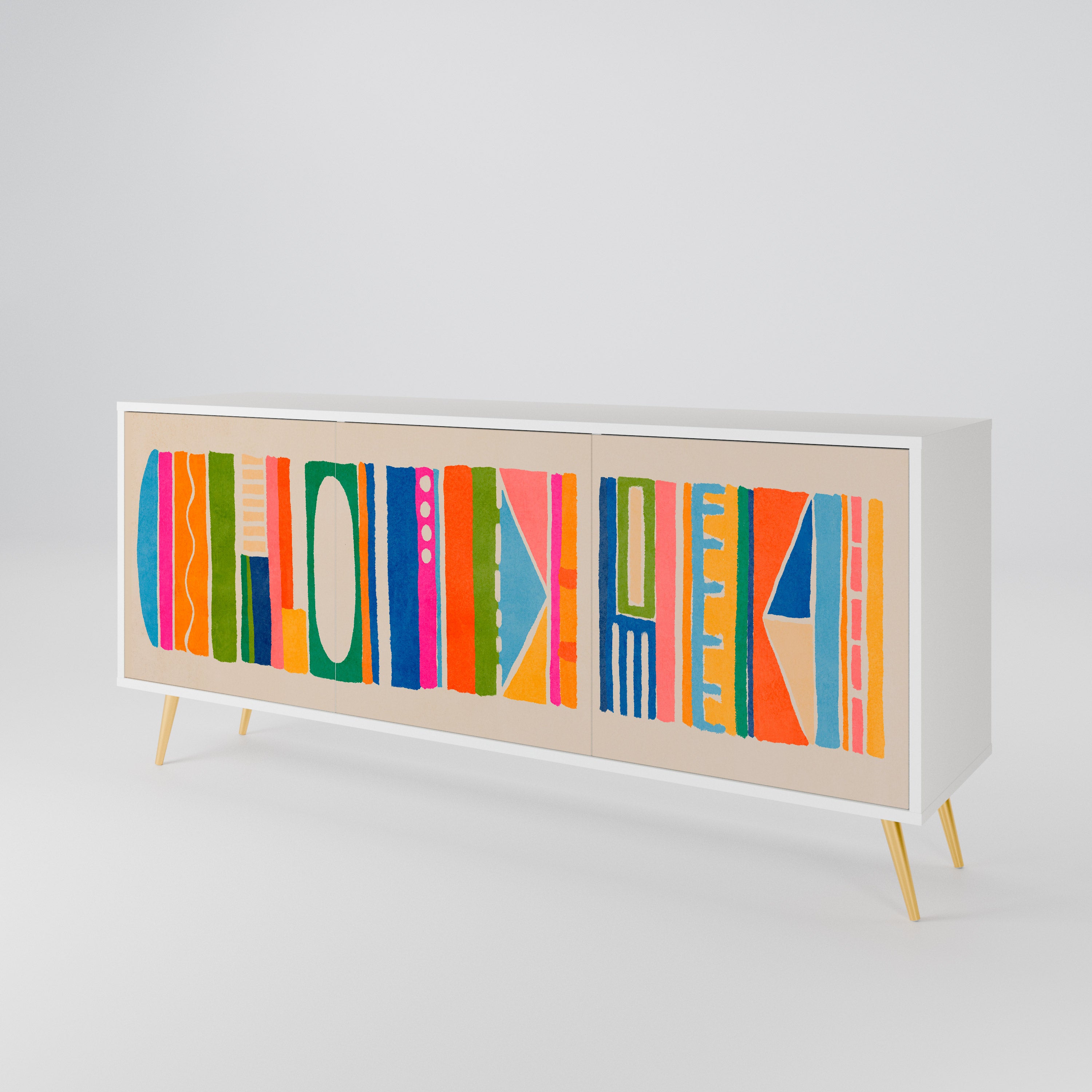 GEOMETRIC SHINE Komoda 3-drzwiowa korpus Biały