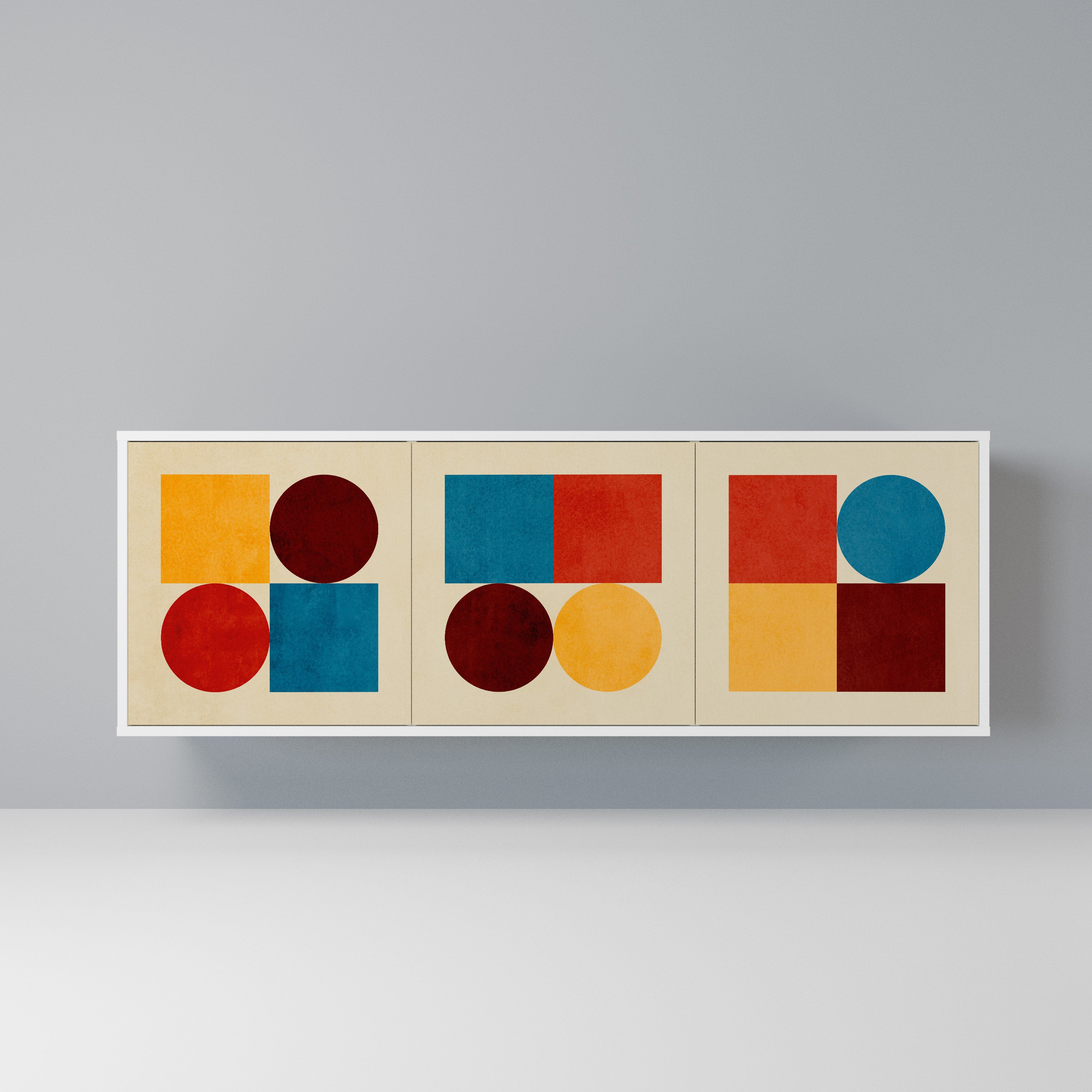 GEOMETRIC PUZZLE Komoda 3-drzwiowa korpus Biały