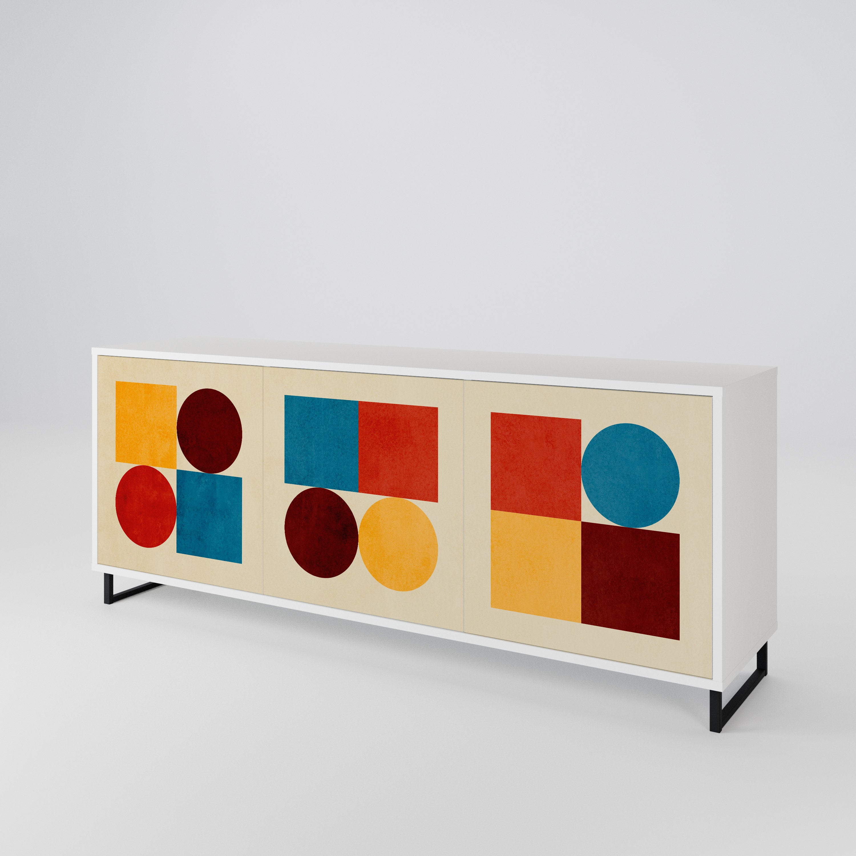GEOMETRIC PUZZLE Komoda 3-drzwiowa korpus Biały