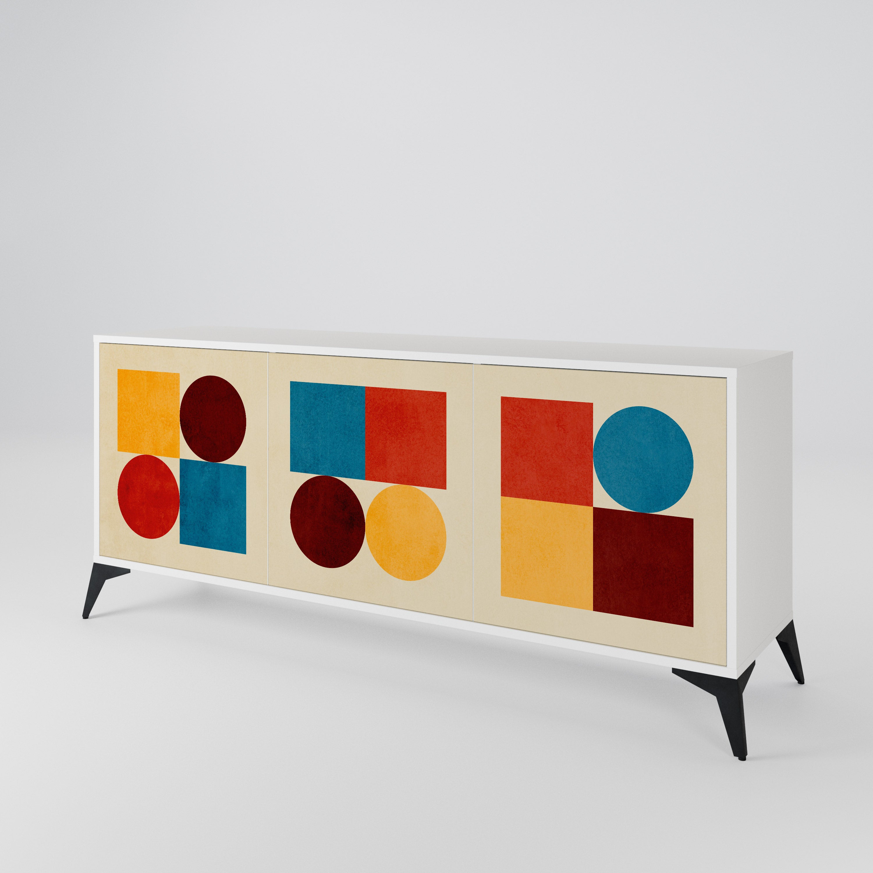GEOMETRIC PUZZLE Komoda 3-drzwiowa korpus Biały