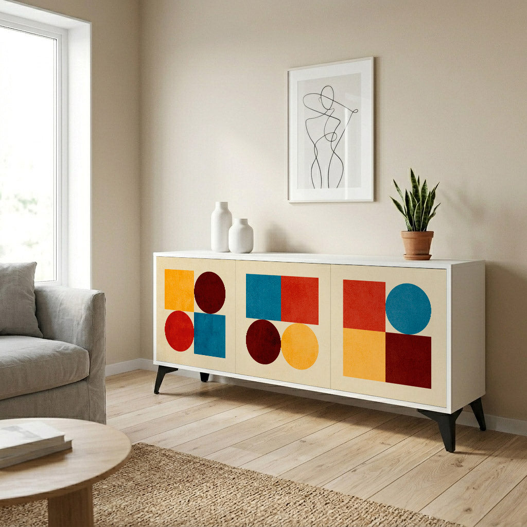 GEOMETRIC PUZZLE Komoda 3-drzwiowa korpus Biały