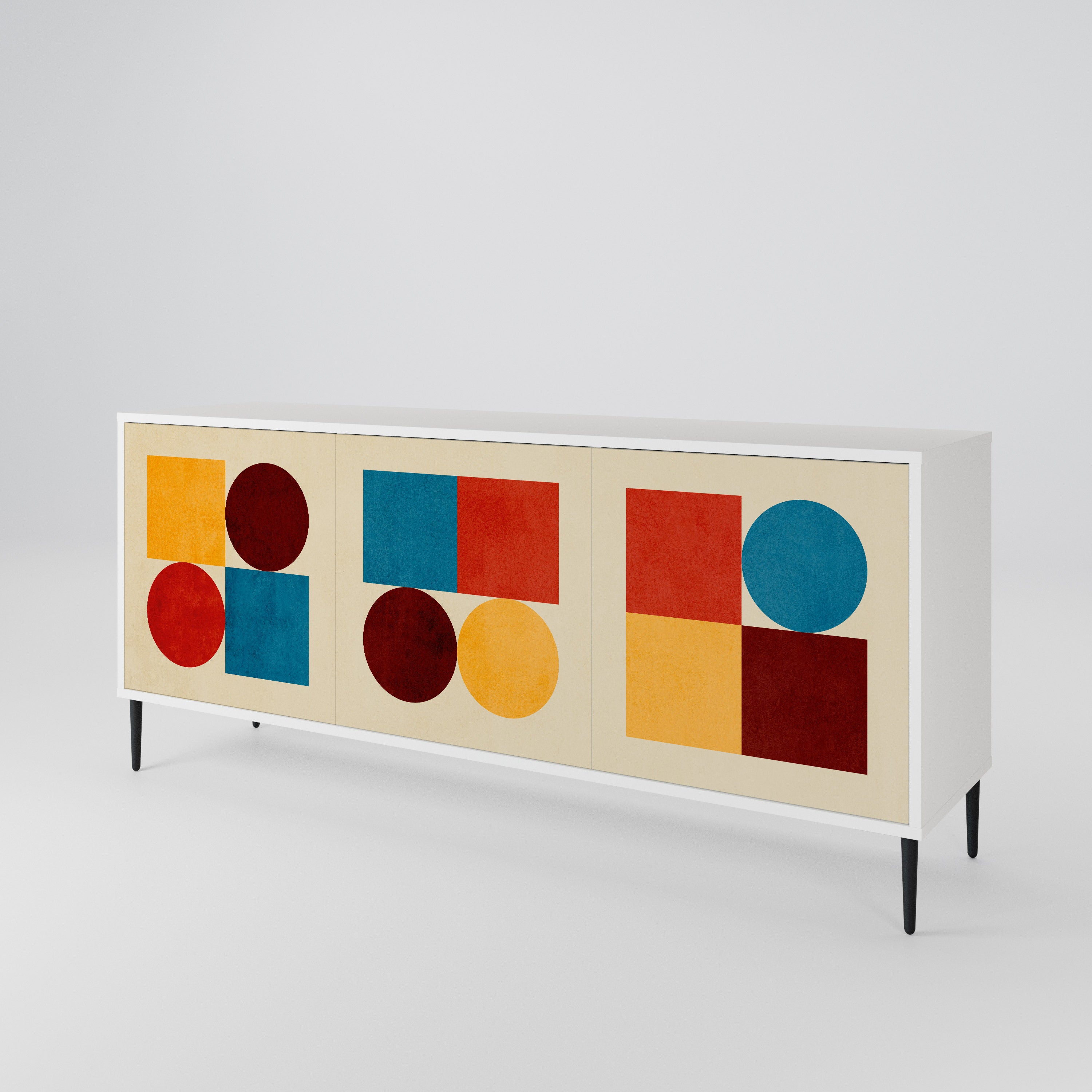 GEOMETRIC PUZZLE Komoda 3-drzwiowa korpus Biały