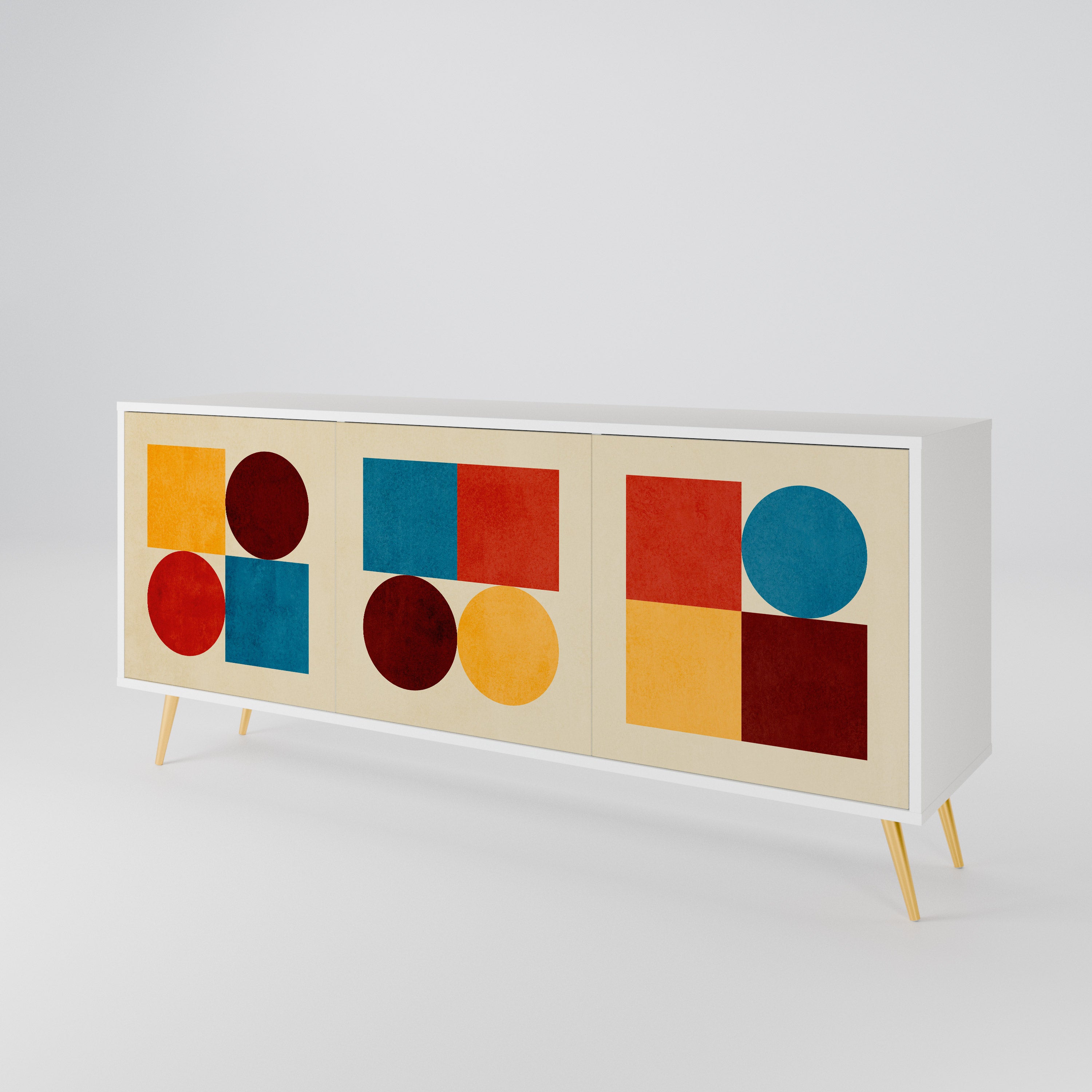 GEOMETRIC PUZZLE Komoda 3-drzwiowa korpus Biały