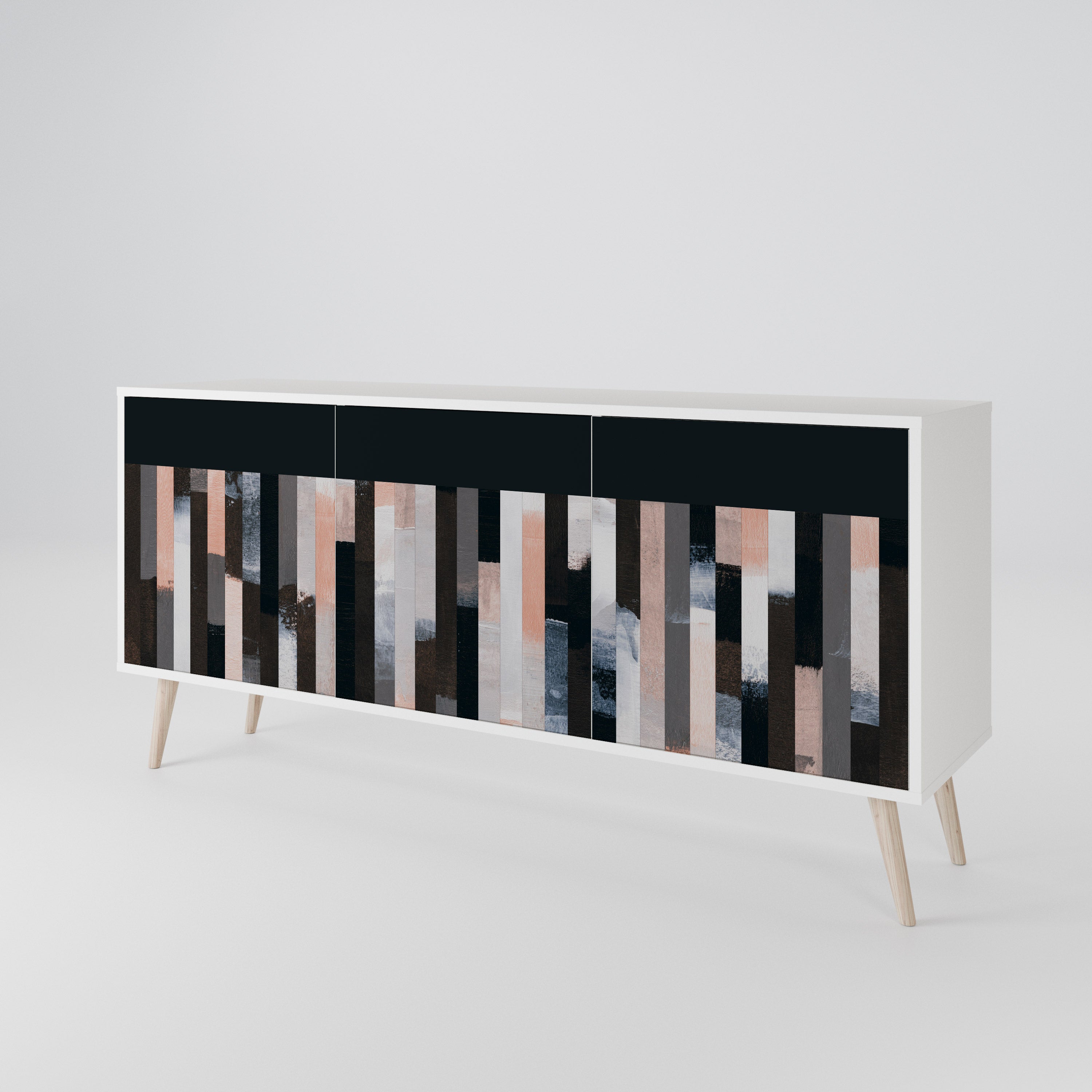 COLLAGE OF RECTANGLES Komoda 3-drzwiowa korpus Biały