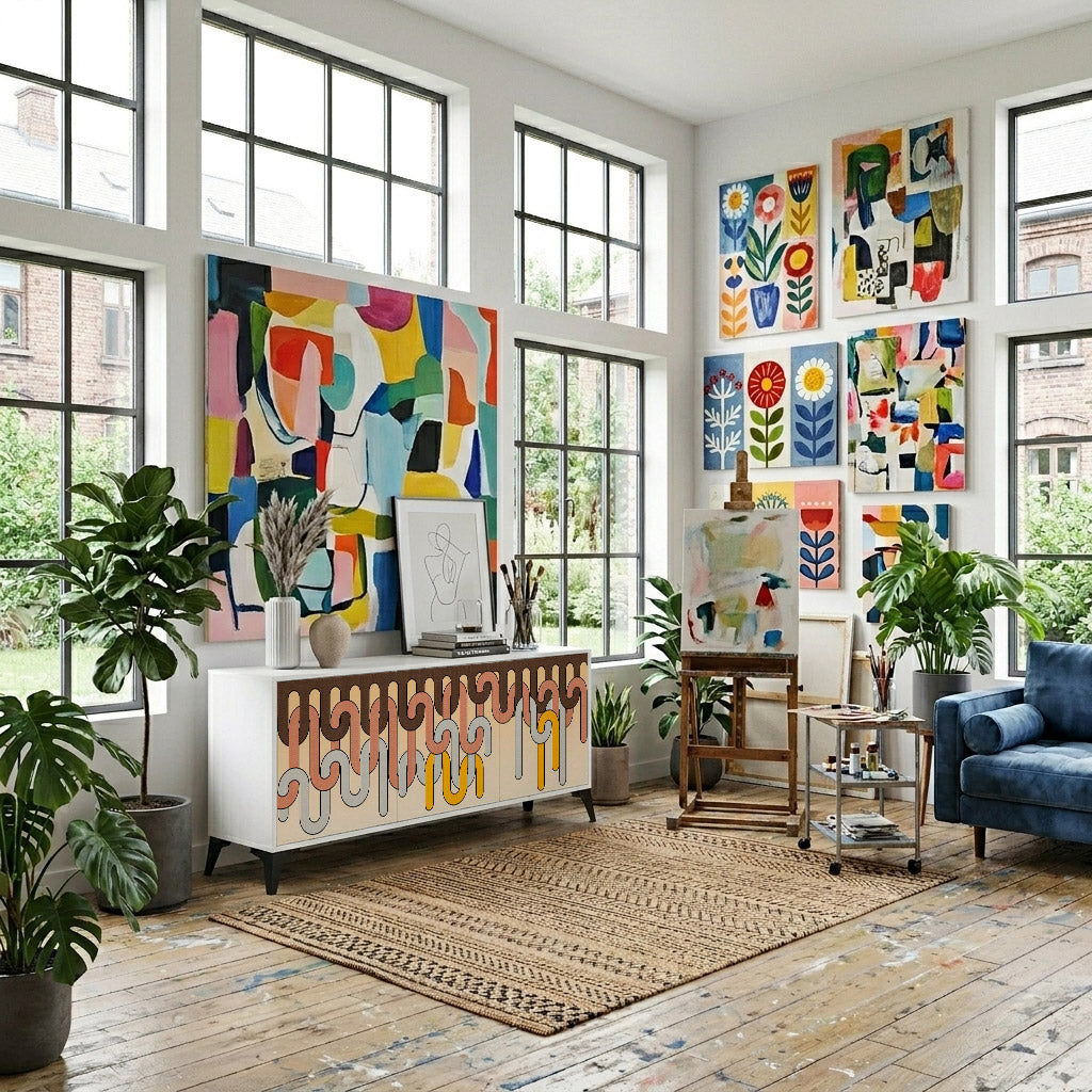 COLORFUL STRINGS Komoda 3-drzwiowa korpus Biały