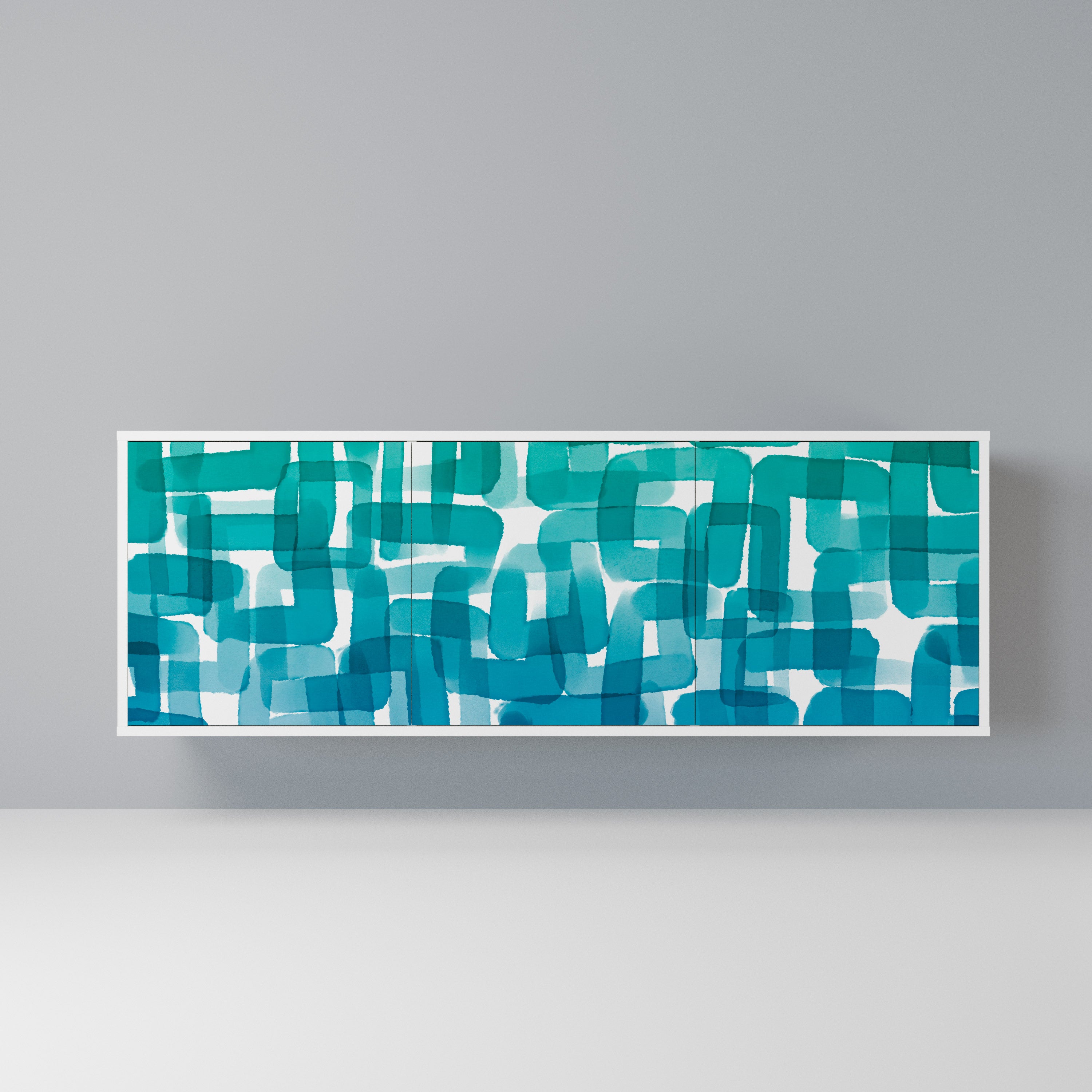 TURQUOISE RECTANGLES Komoda 3-drzwiowa korpus Biały