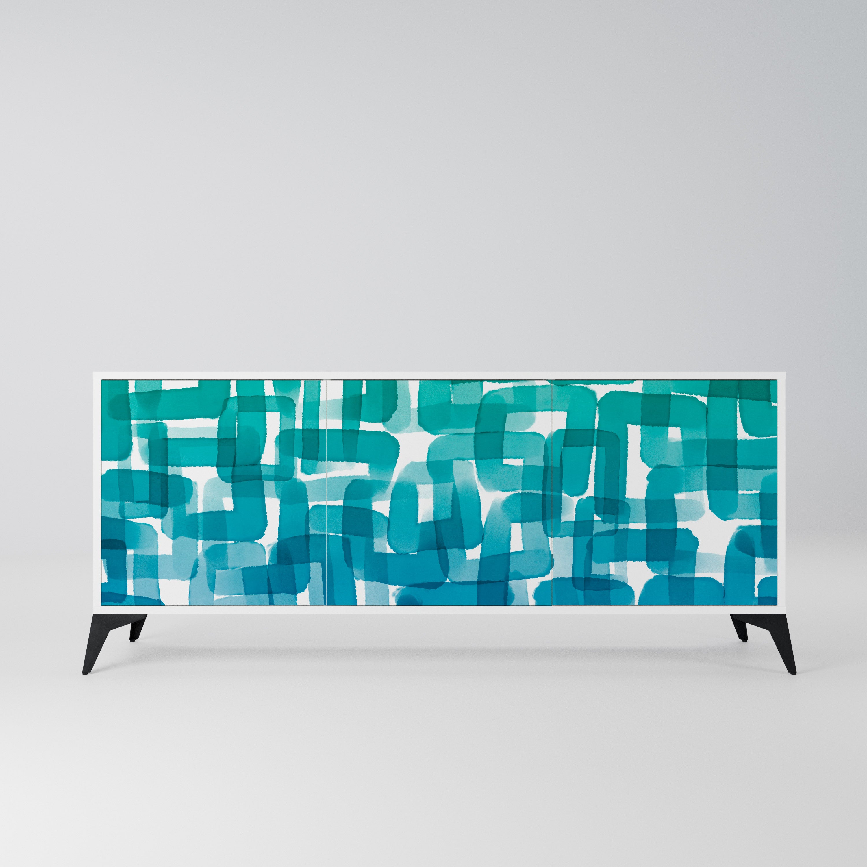 TURQUOISE RECTANGLES Komoda 3-drzwiowa korpus Biały
